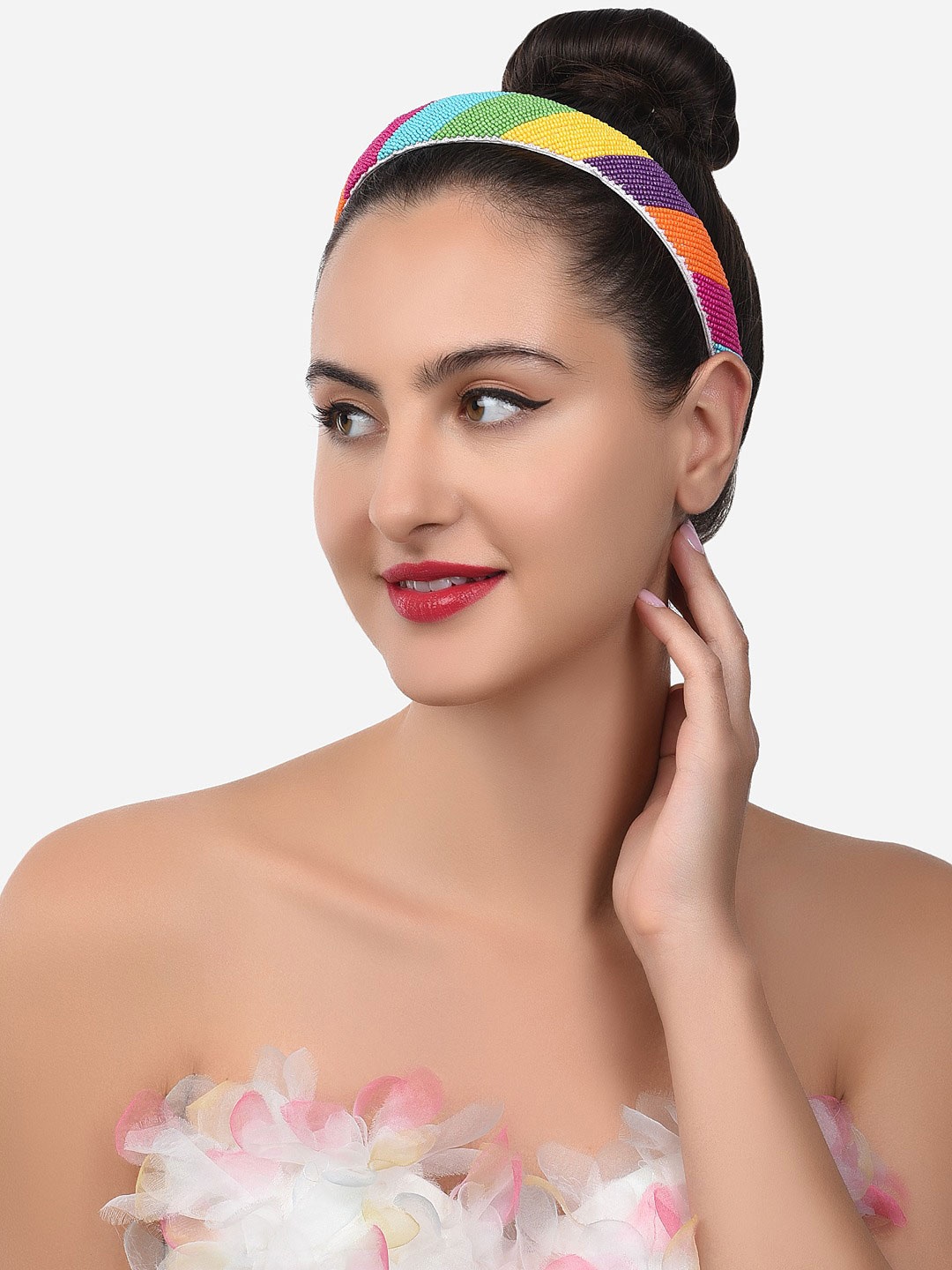 

Zaveri Pearls Women Green & Purple Embellished Hairband