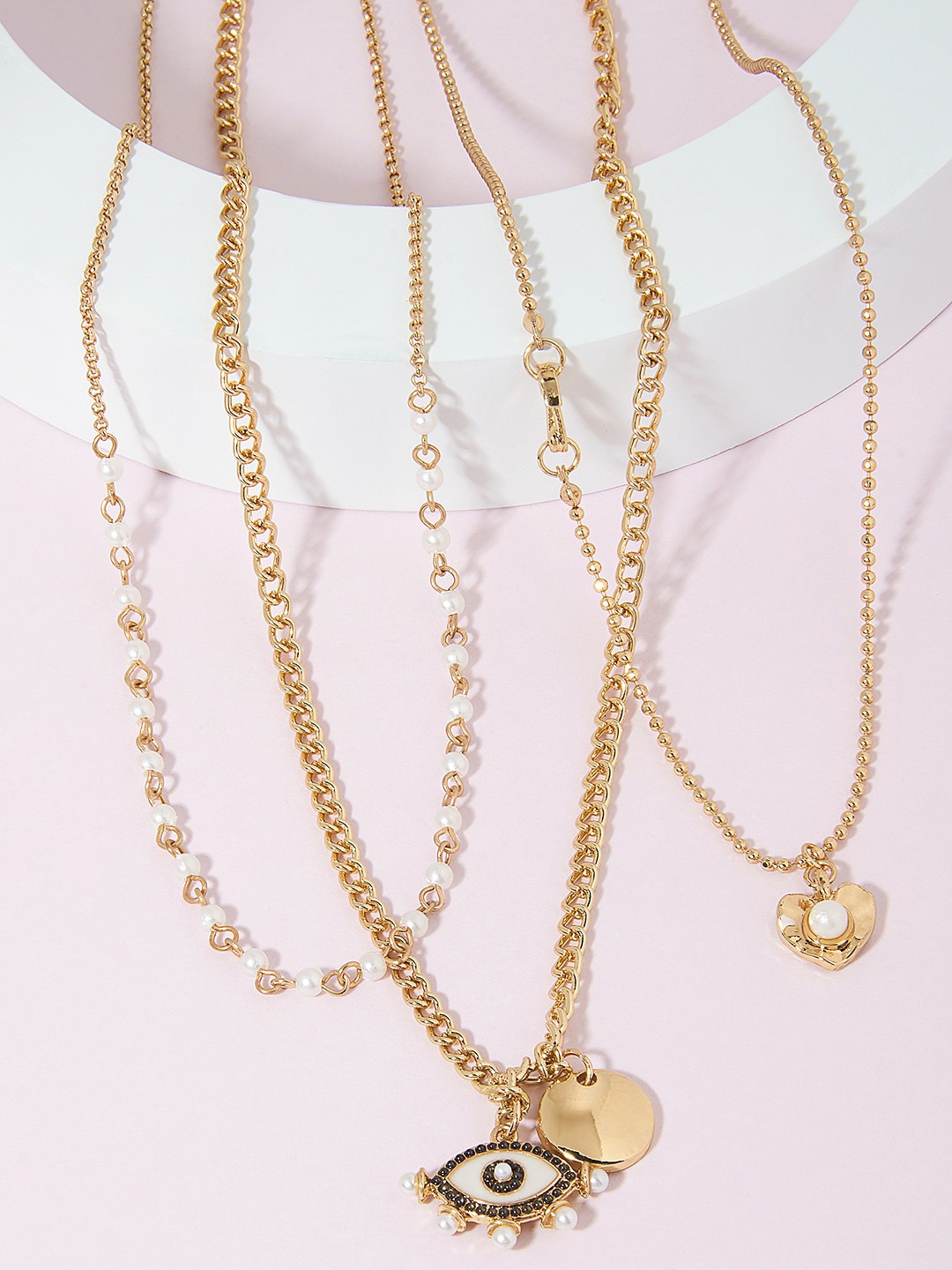 

Zaveri Pearls Gold-Toned & White Gold-Plated Layered Chain