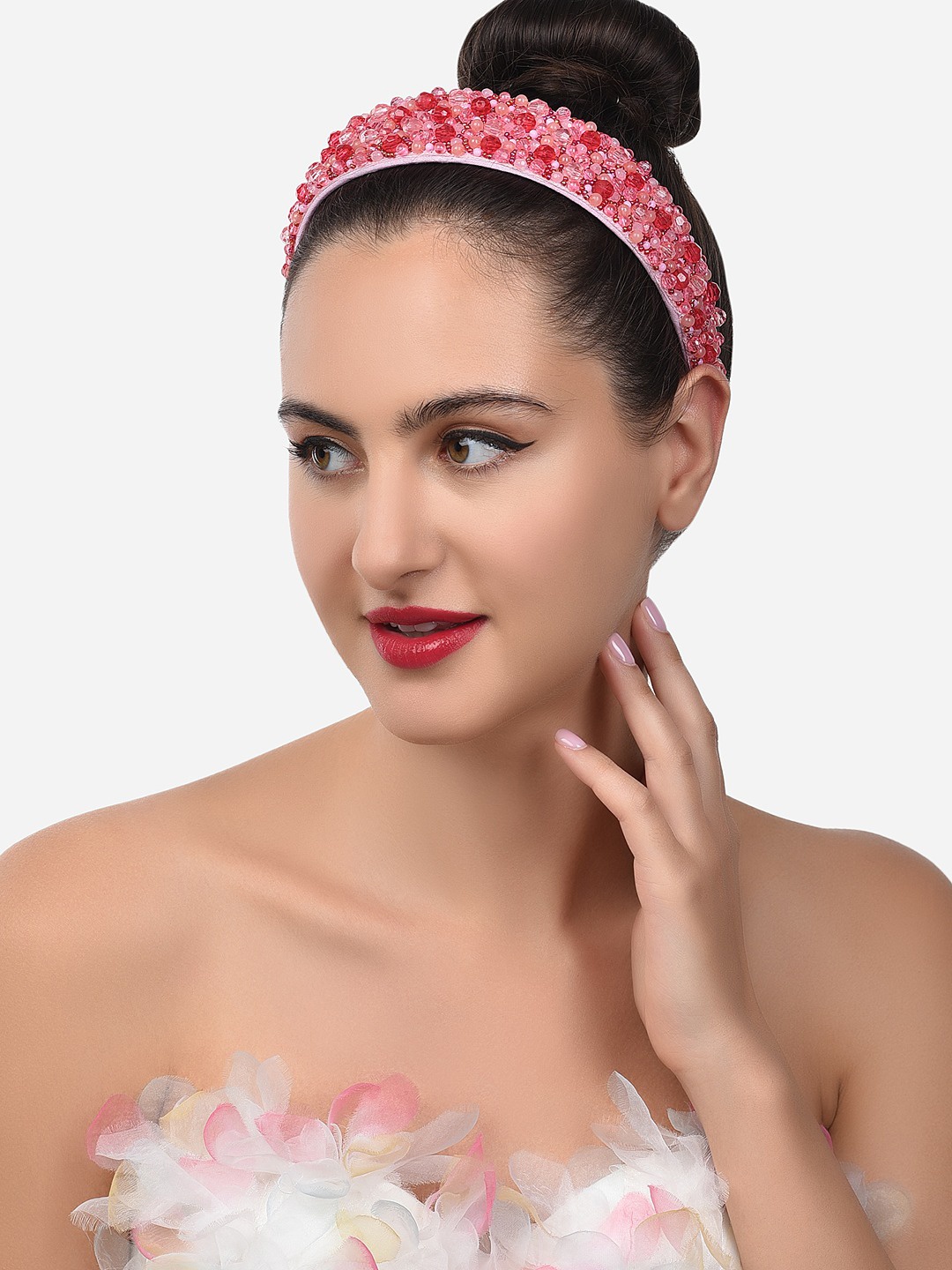

Zaveri Pearls Women Pink & Red Embellished Hairband
