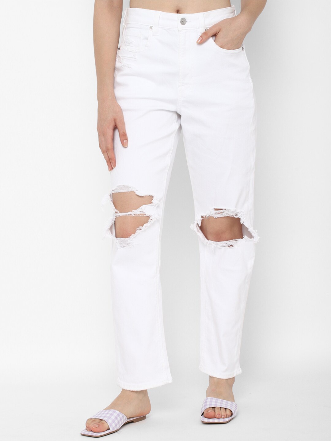 

AMERICAN EAGLE OUTFITTERS Women White Mildly Distressed Jeans