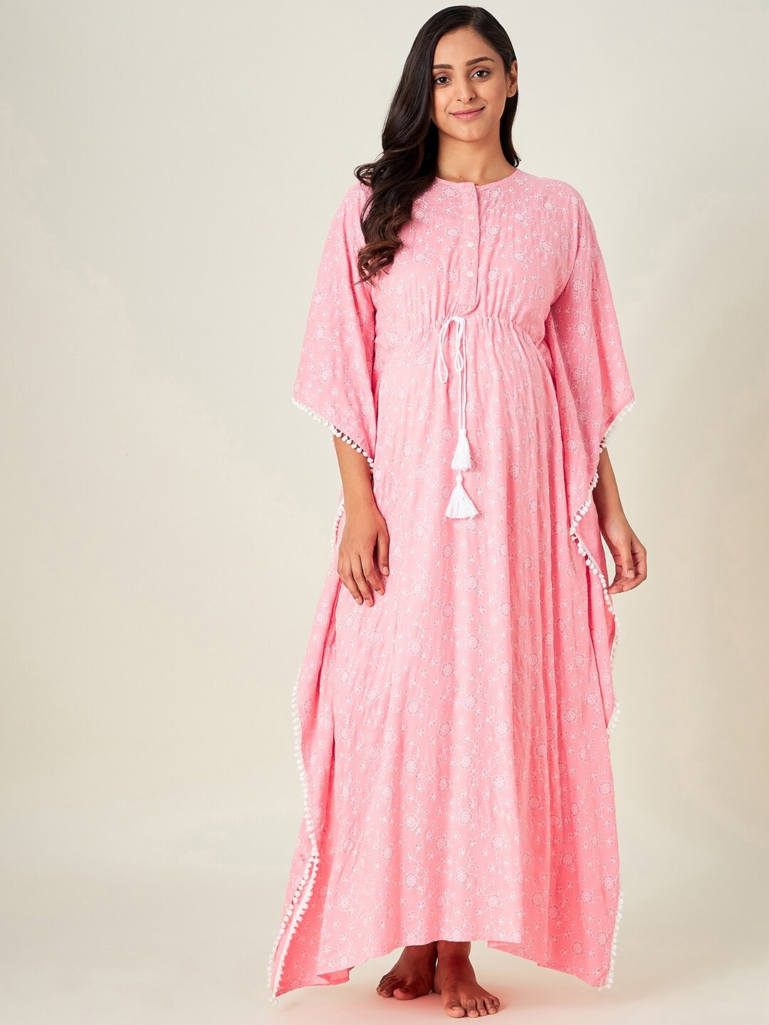 

The Kaftan Company Pink Printed Maternity Maxi Nightdress