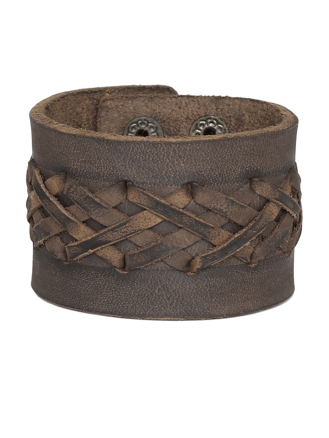 

PUNK Men Brown Leather Textured Bracelet