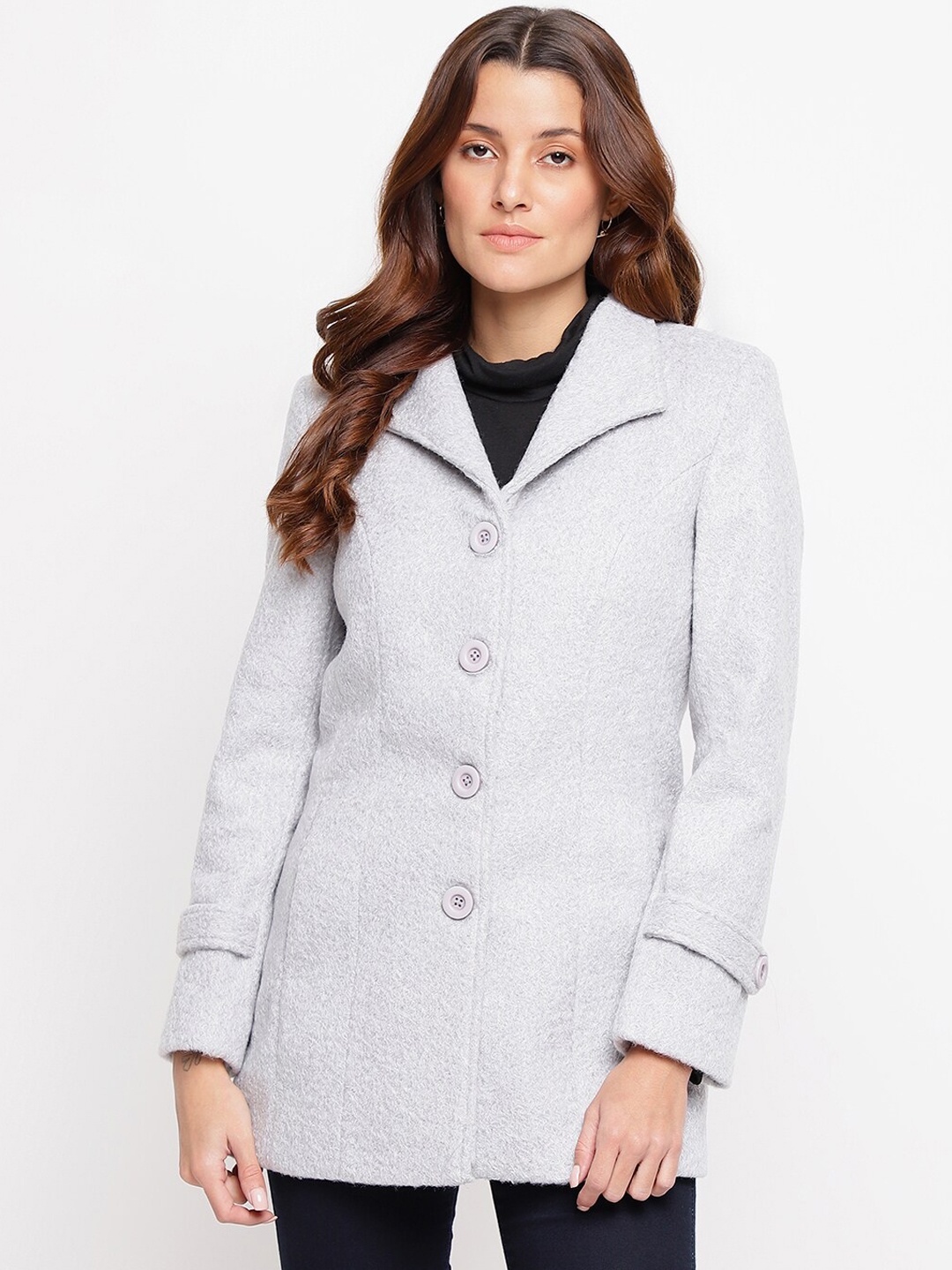 

Latin Quarters Women Grey Self Design OverCoats