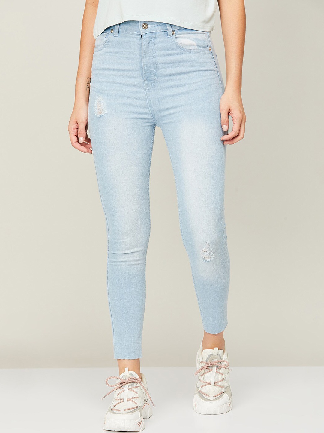 

Fame Forever by Lifestyle Women Blue Low Distress Heavy Fade Stretchable Jeans