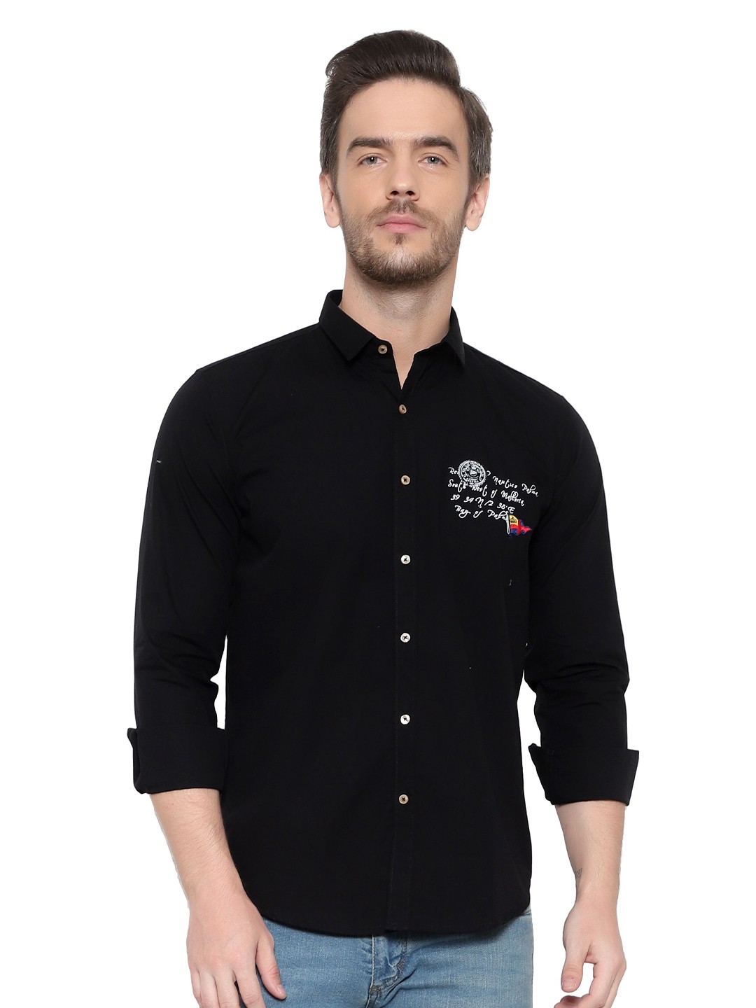 

BAWERIN Men Black Original Casual Shirt