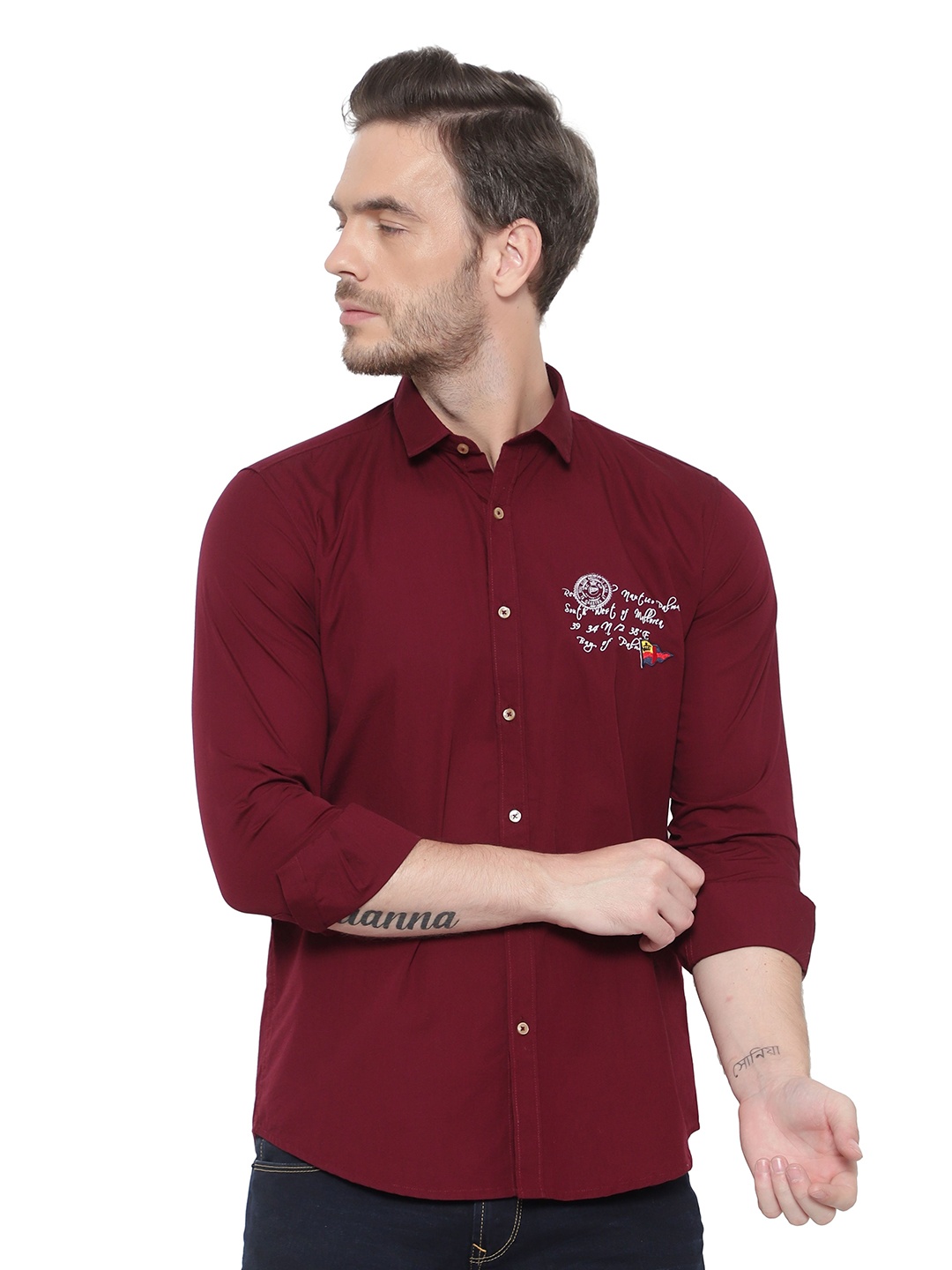 

BAWERIN Men Maroon Original Casual Shirt