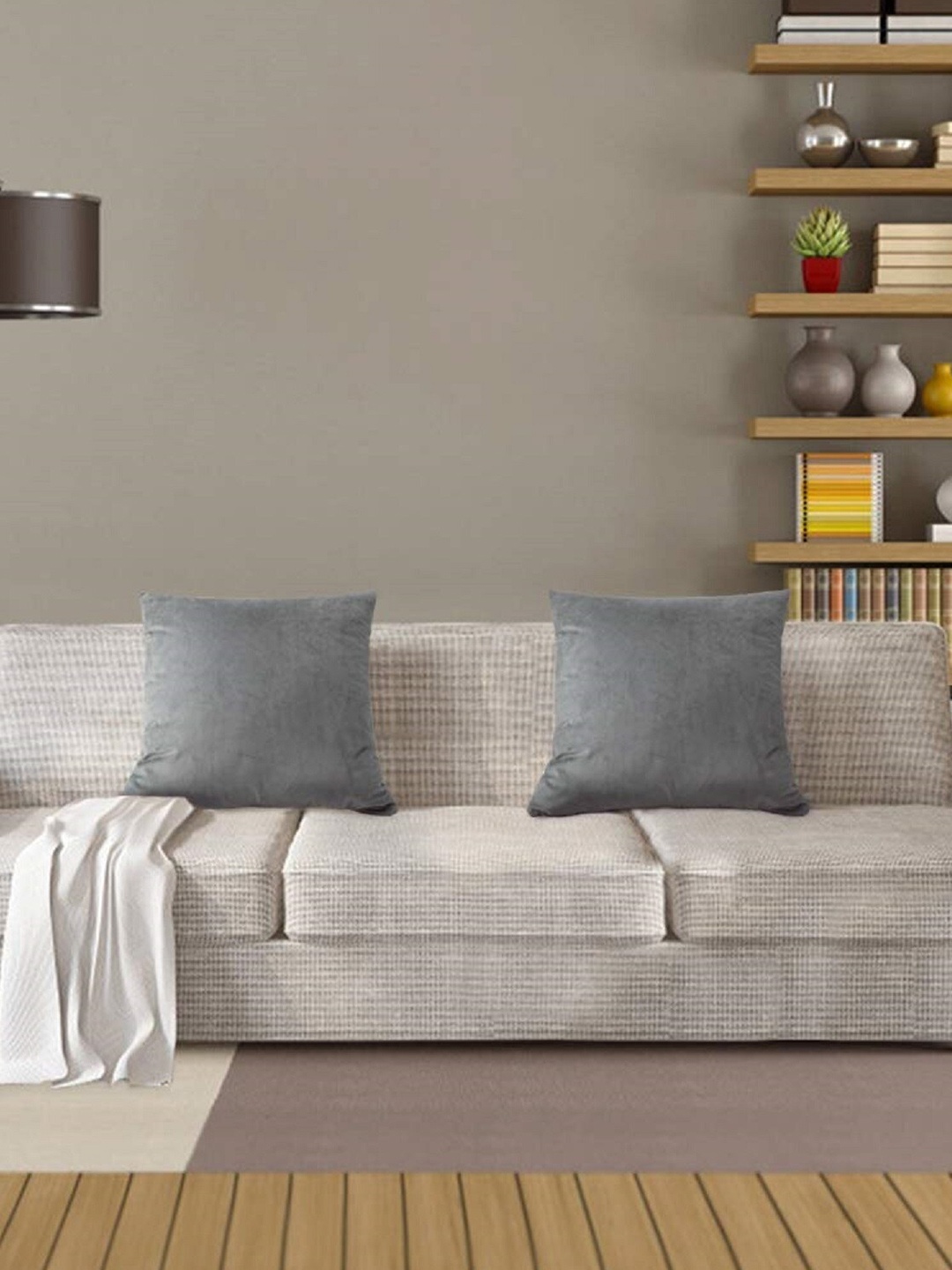 

Pum Pum Grey Set of 2 Velvet Square Cushion Covers
