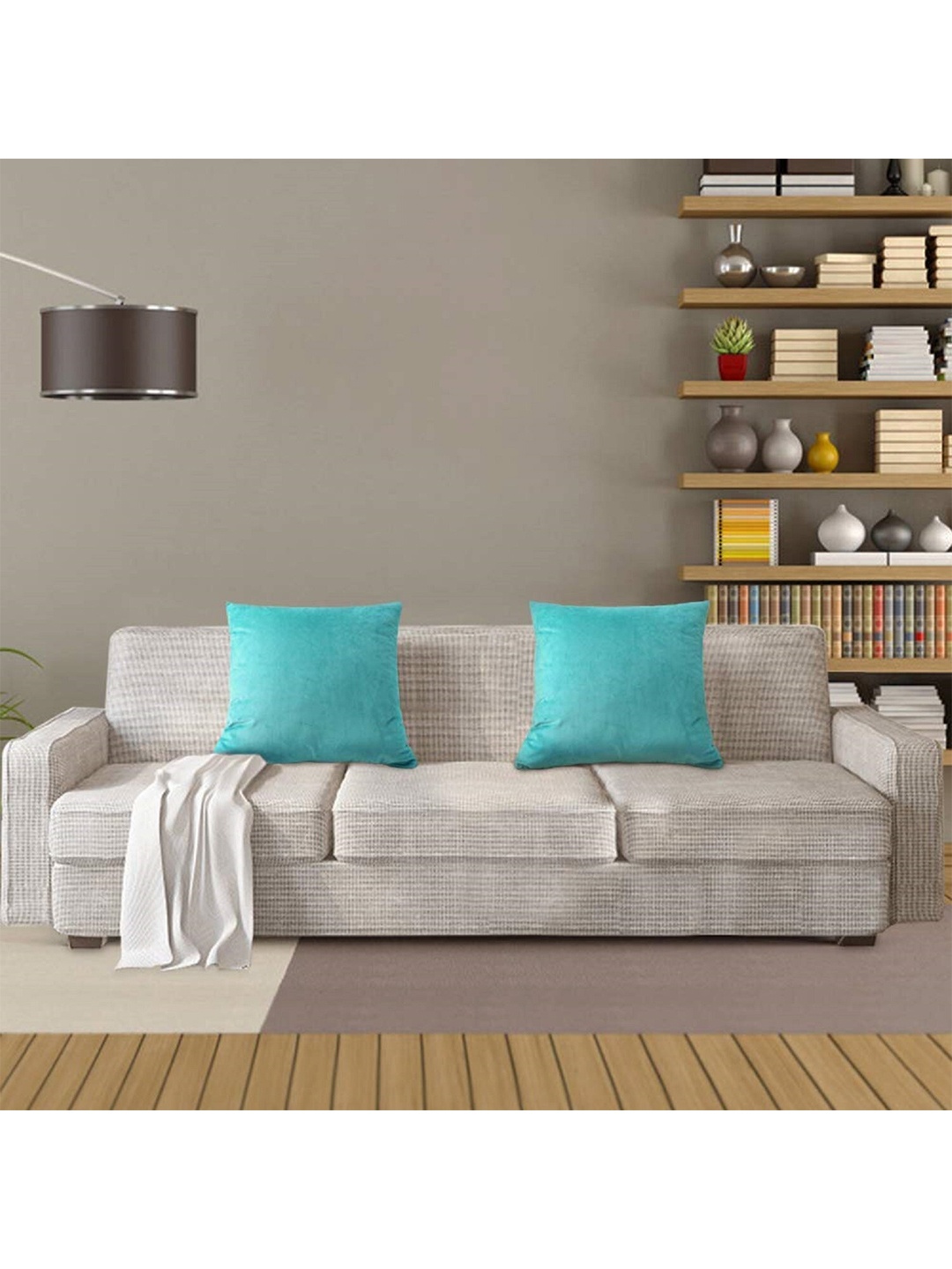 

Pum Pum Turquoise Blue Set of 2 Velvet Square Cushion Covers