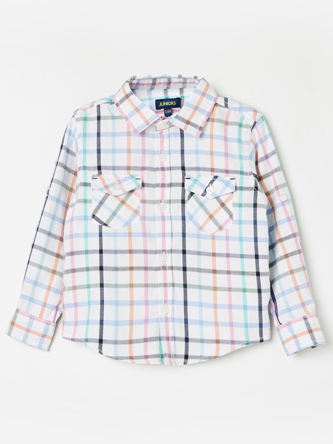 

Juniors by Lifestyle Boys White & Pink Checked Cotton Casual Shirt