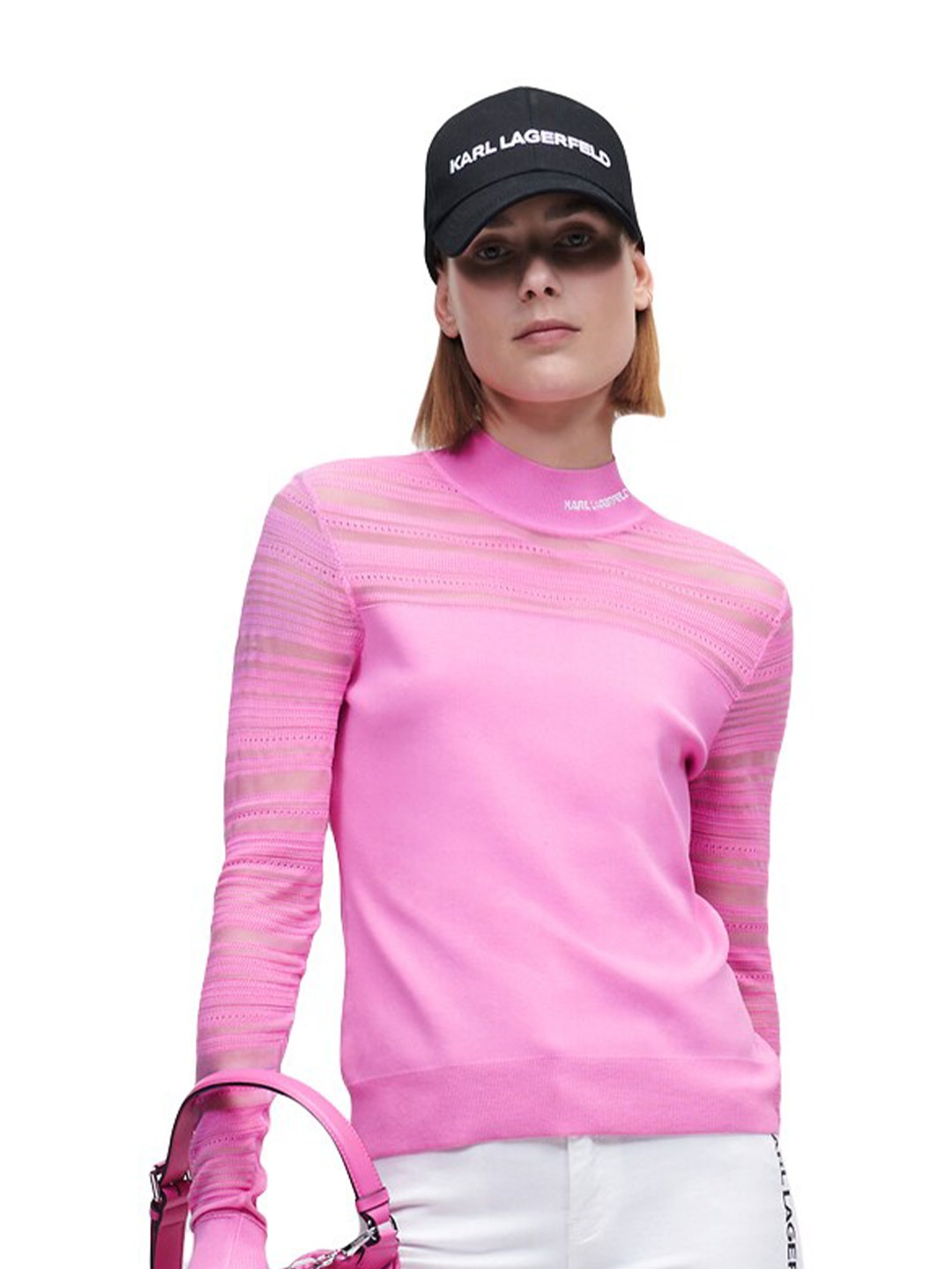 

Karl Lagerfeld Women Pink Solid Turtle Neck Sweater