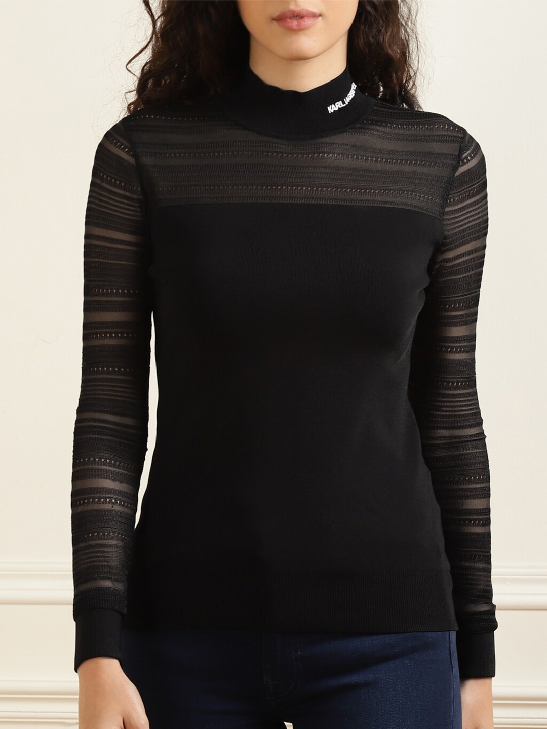 

Karl Lagerfeld Women Black Turtle Neck Top