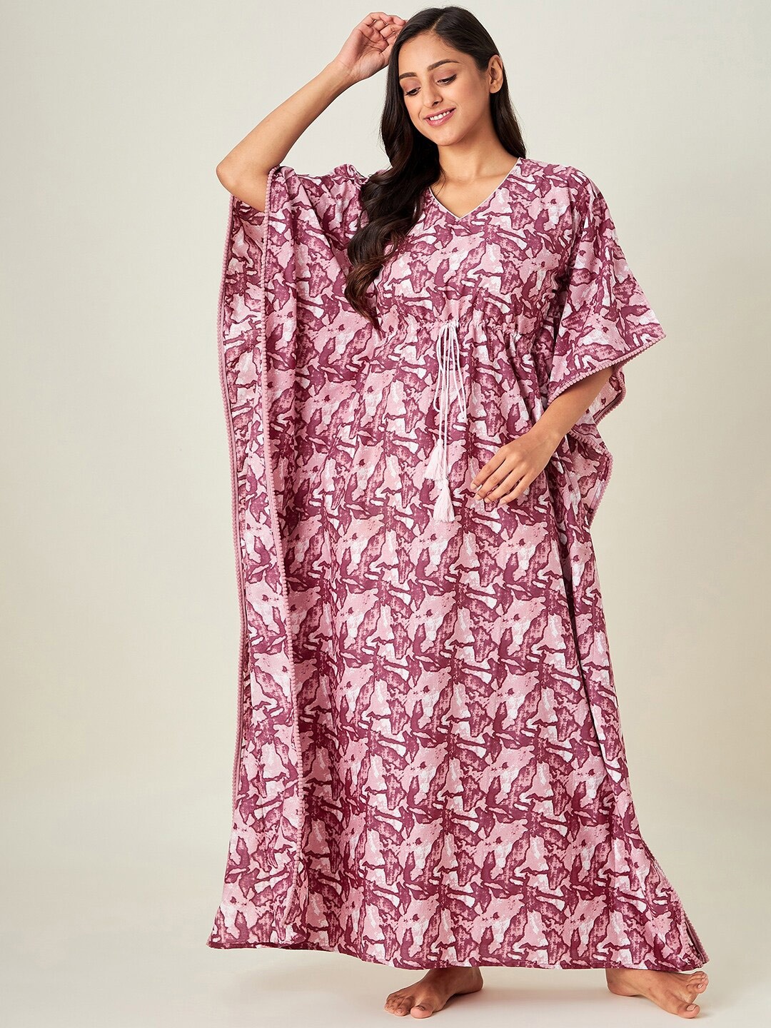 

The Kaftan Company Pink Printed Maxi Nightdress