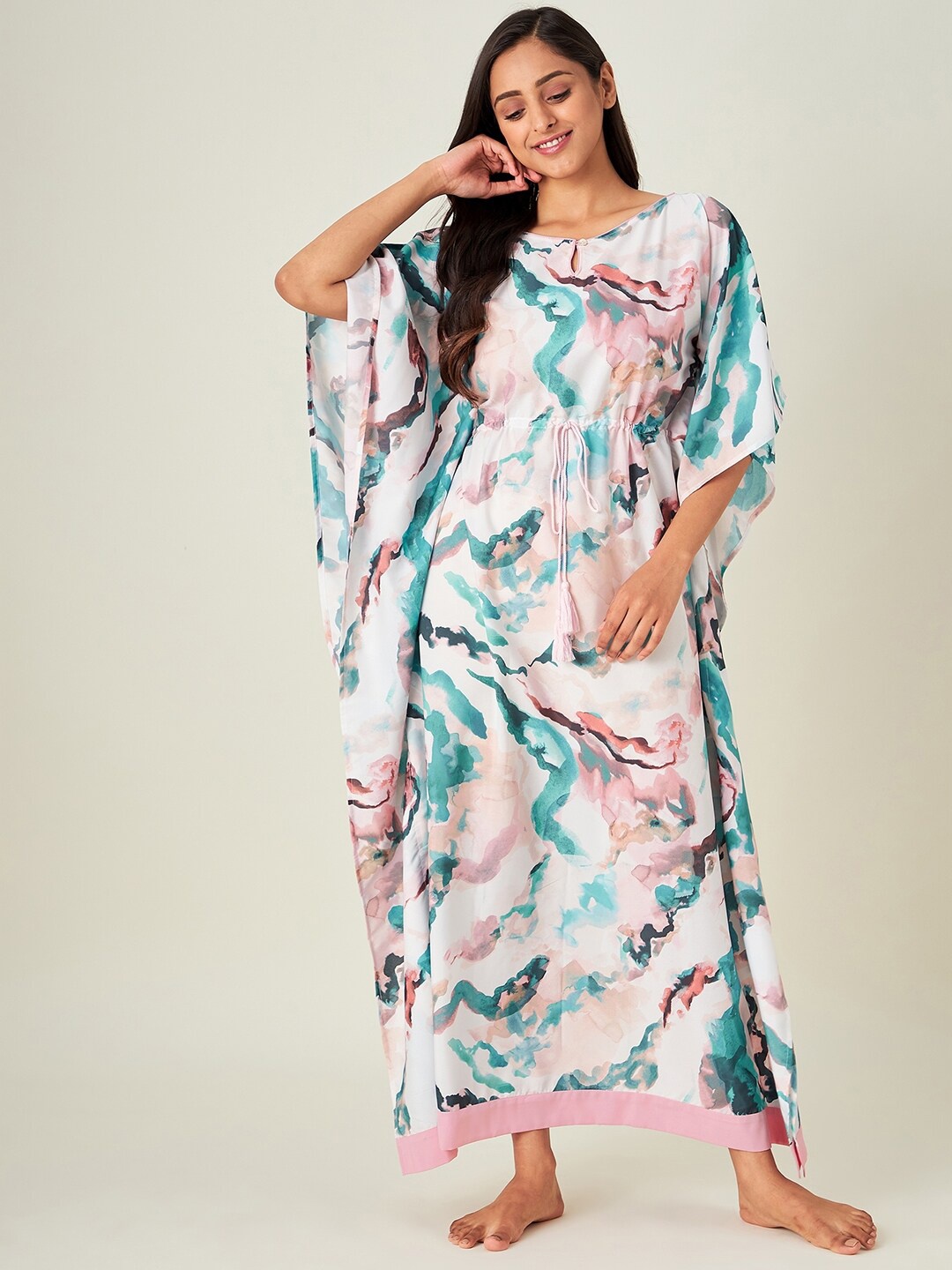 

The Kaftan Company Pink Printed Maxi Nightdress