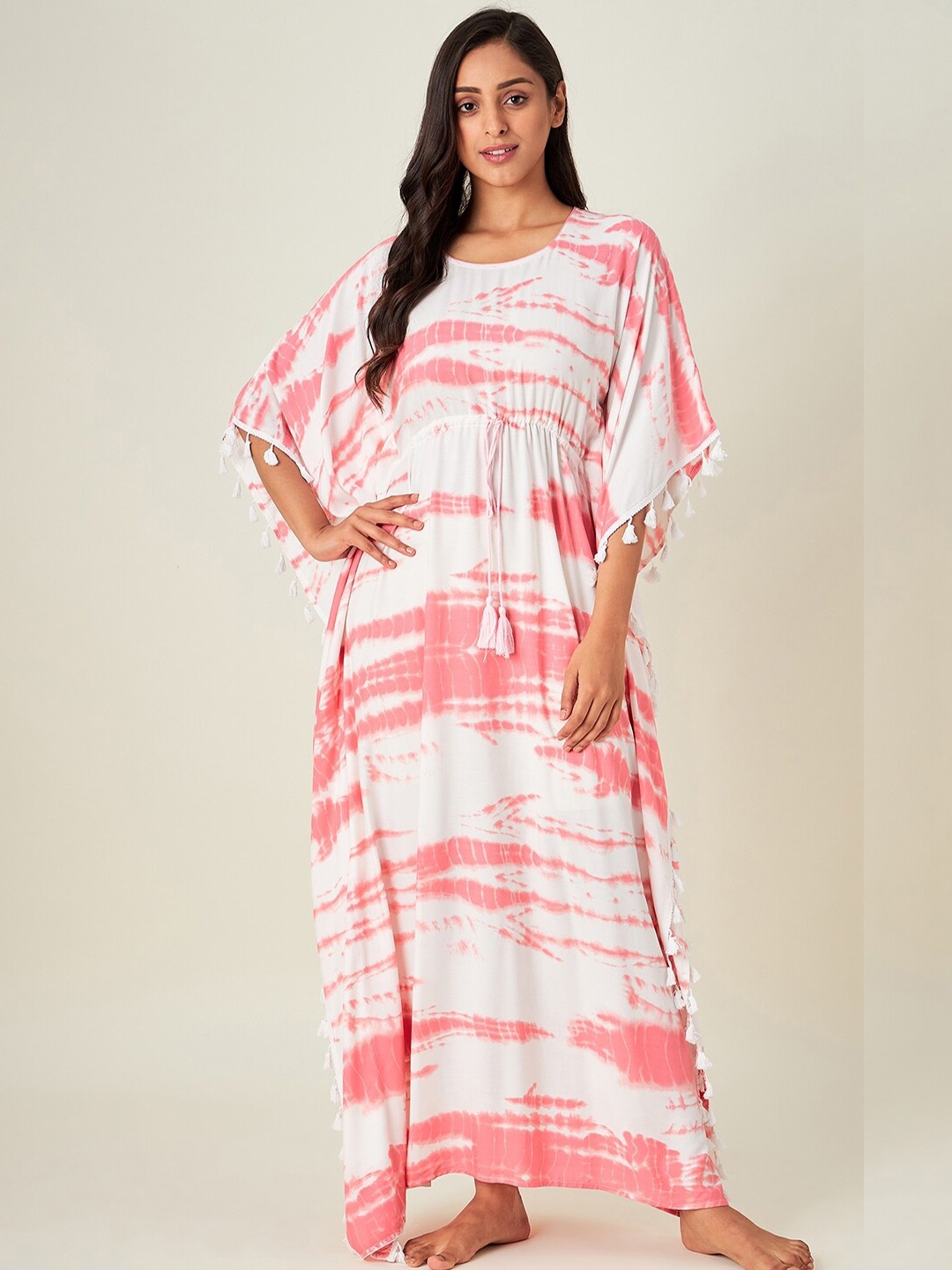 

The Kaftan Company Pink Printed Maxi Nightdress