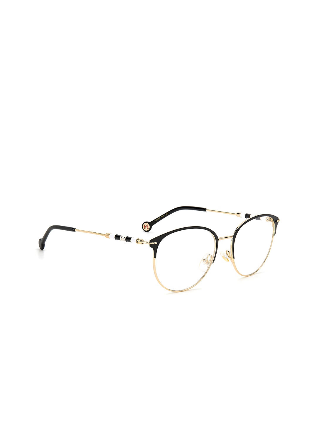 

Carolina Herrera Unisex Gold-Toned & Black Full Rim Round Frames