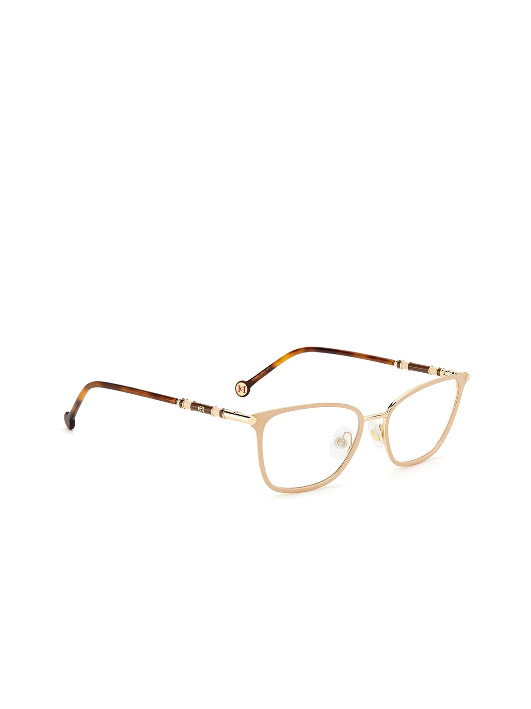 

Carolina Herrera Unisex Gold-Toned & Nude-Coloured Full Rim Rectangle Frames