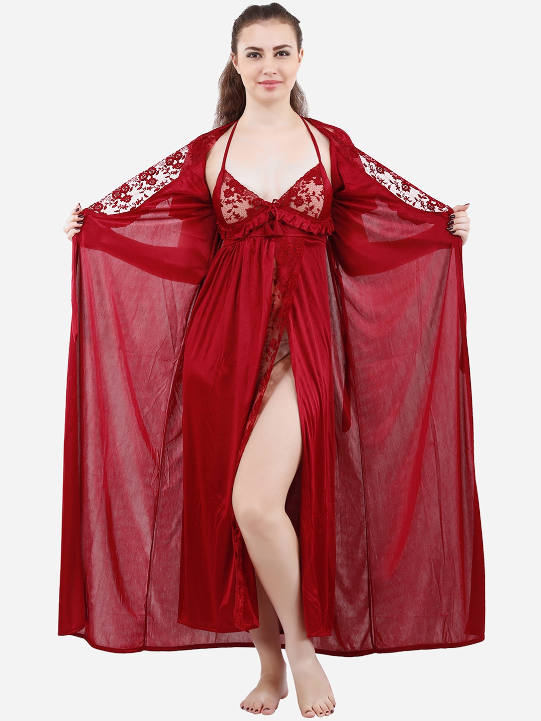 

Romaisa Maroon Maxi Nightdress