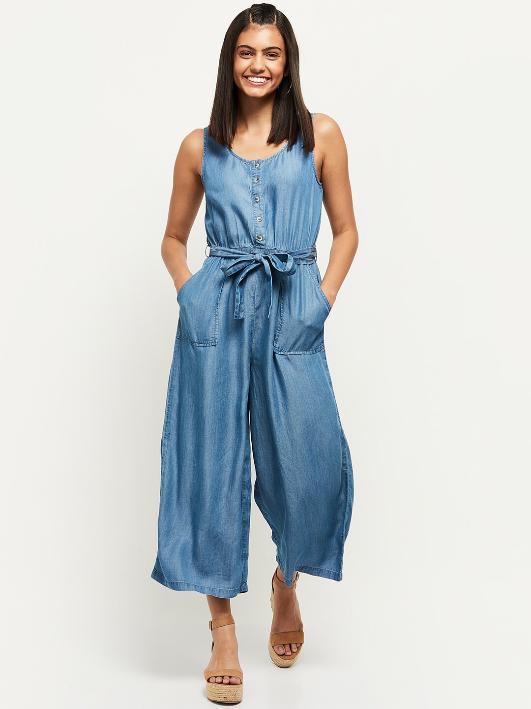 

max Blue Basic Jumpsuit