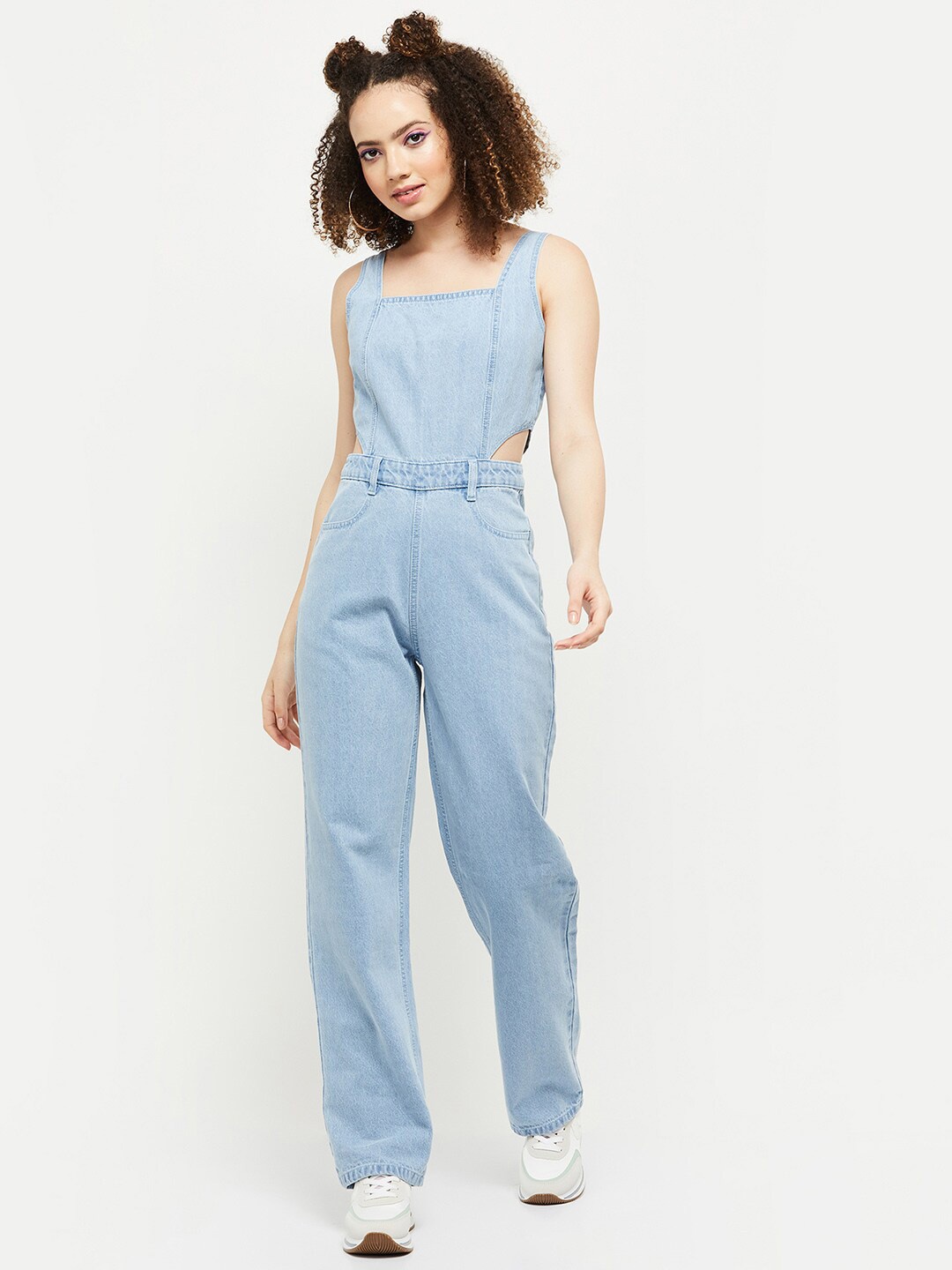 

max Blue Basic Solid Jumpsuit