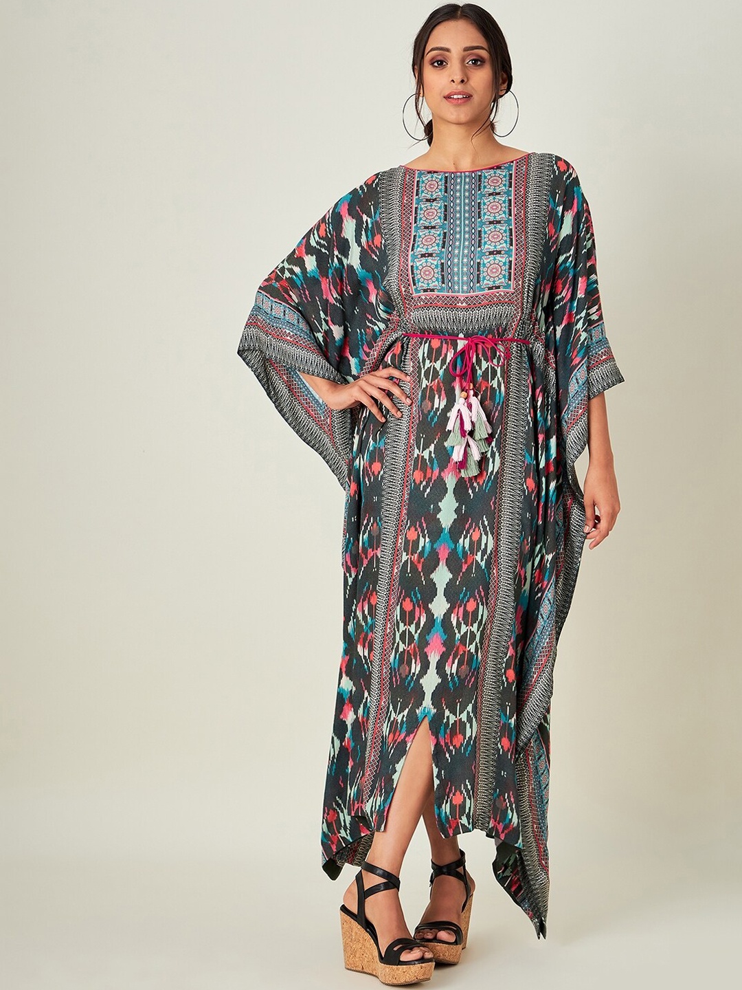 

The Kaftan Company Women Blue Boho Printed Kaftan Dress