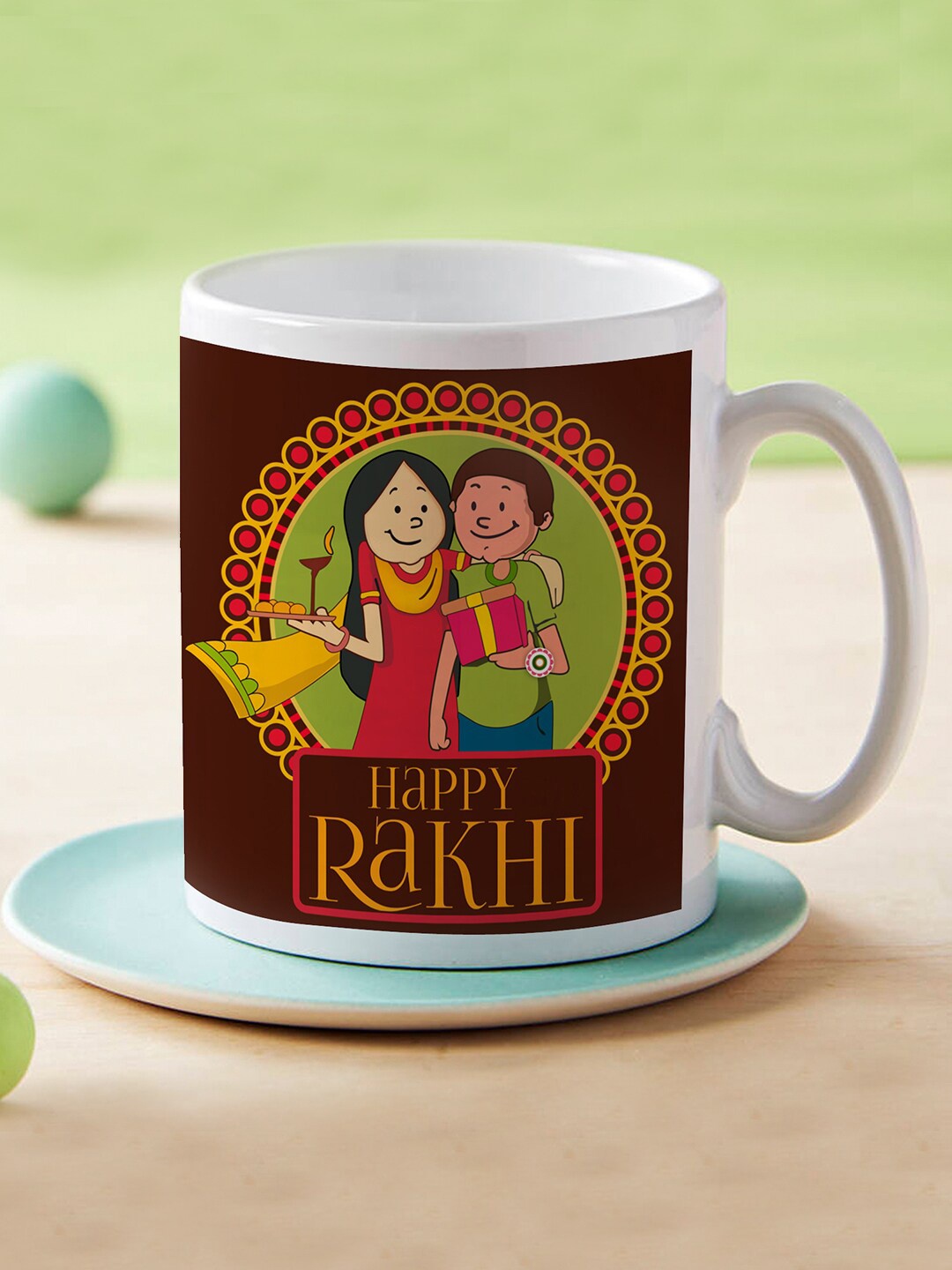 

TIED RIBBONS Multicolored Printed Coffee Mug Rakhi Gift, Multi