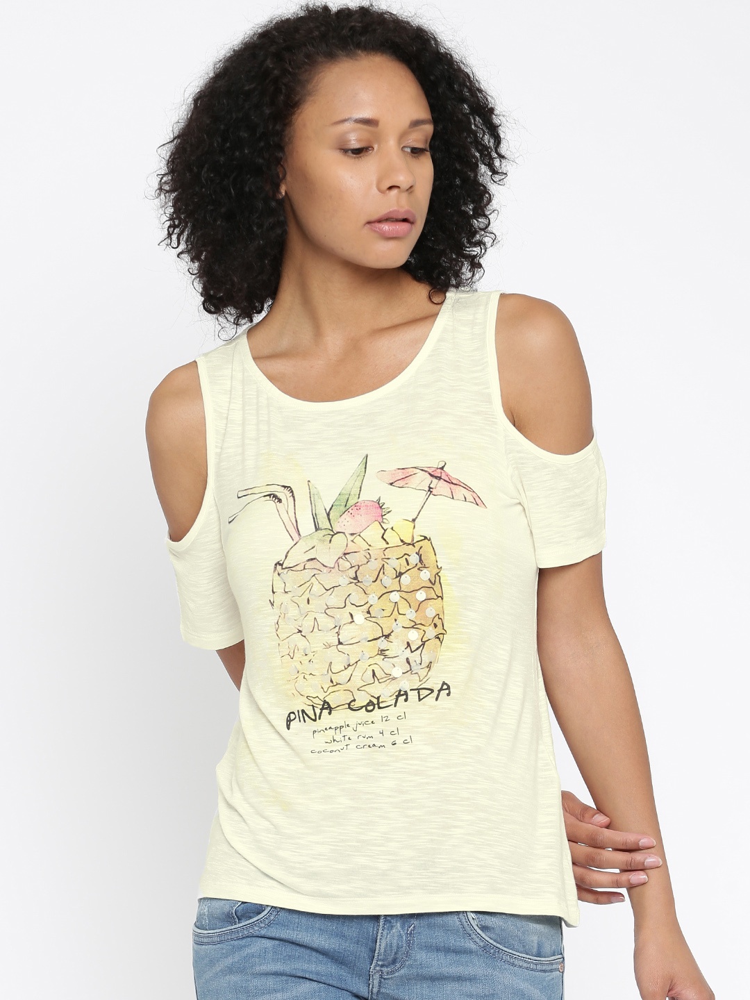 

ONLY Women Cream Printed Top