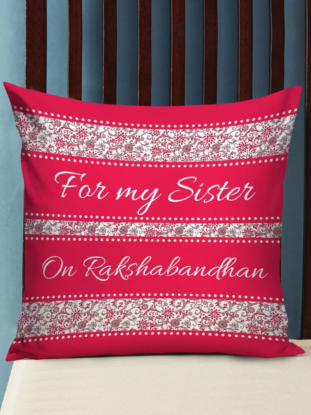 

TIED RIBBONS Multicolored Printed Cushion Cover with Filler Rakhi Gift, Multi