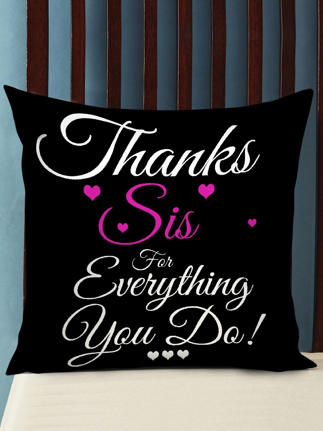 

TIED RIBBONS Black & White Printed Cushion Cover With Filler