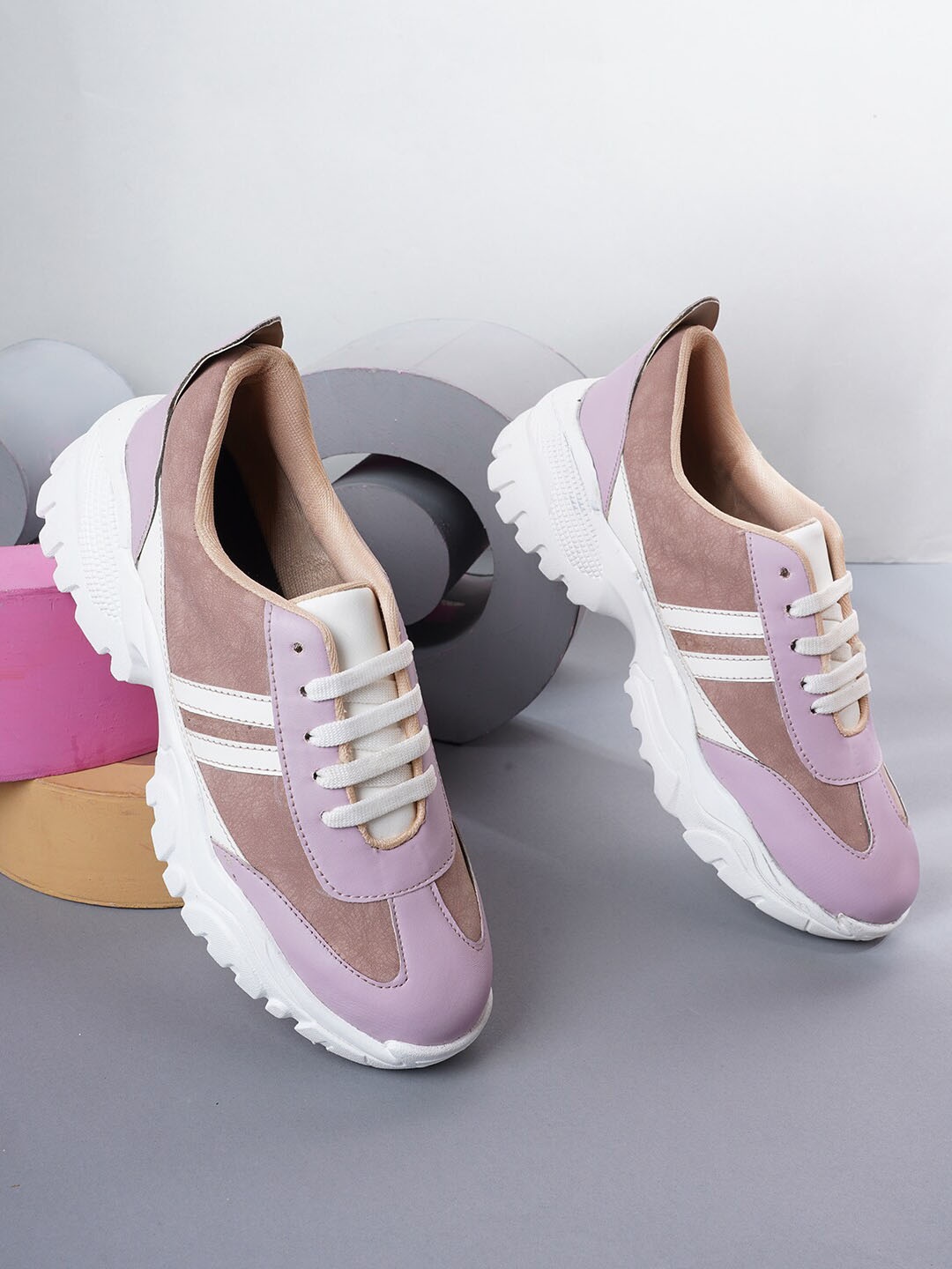 

EVERLY Women Purple Colourblocked Sneakers