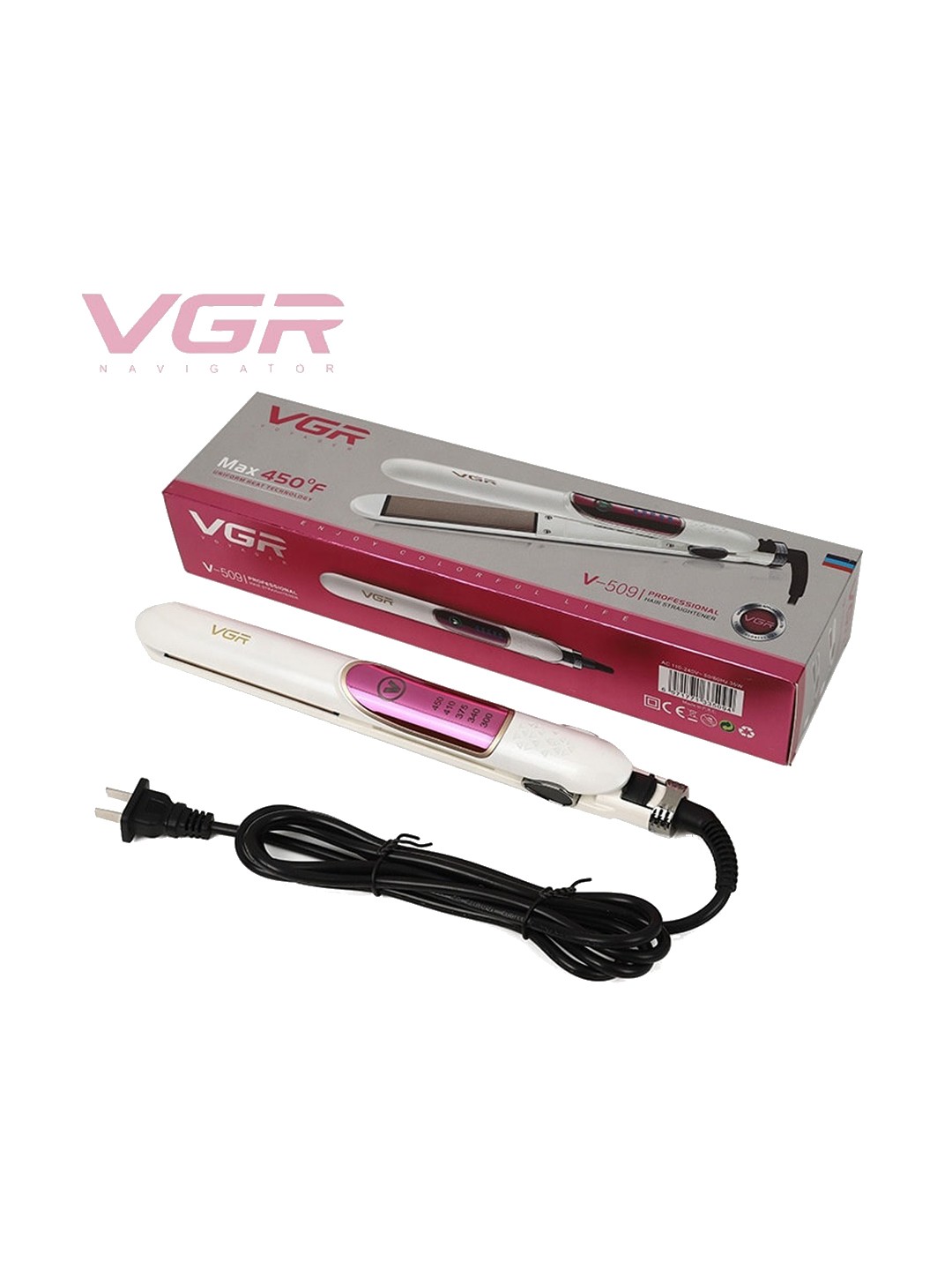 

VGR V-509 Ceramic Coated Wide Plate 2.5 cm Professional Hair Straightener - Silver