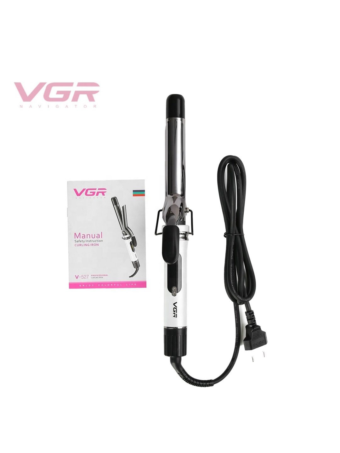 

VGR White V-527 Professional 25mm Barrel Hair Curler with Titanium Coating Curling Wand Heats