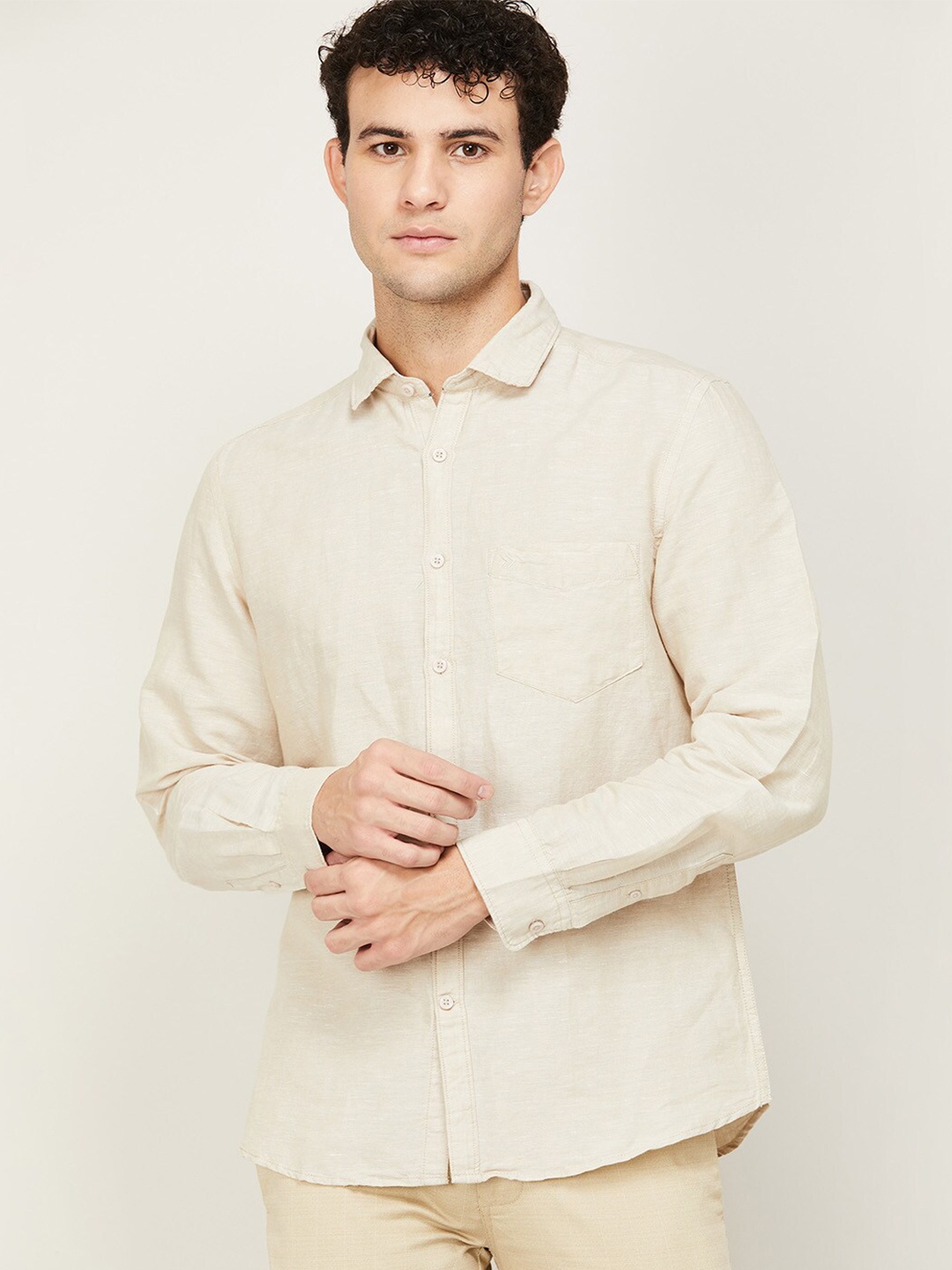 

CODE by Lifestyle Men Beige Casual Shirt