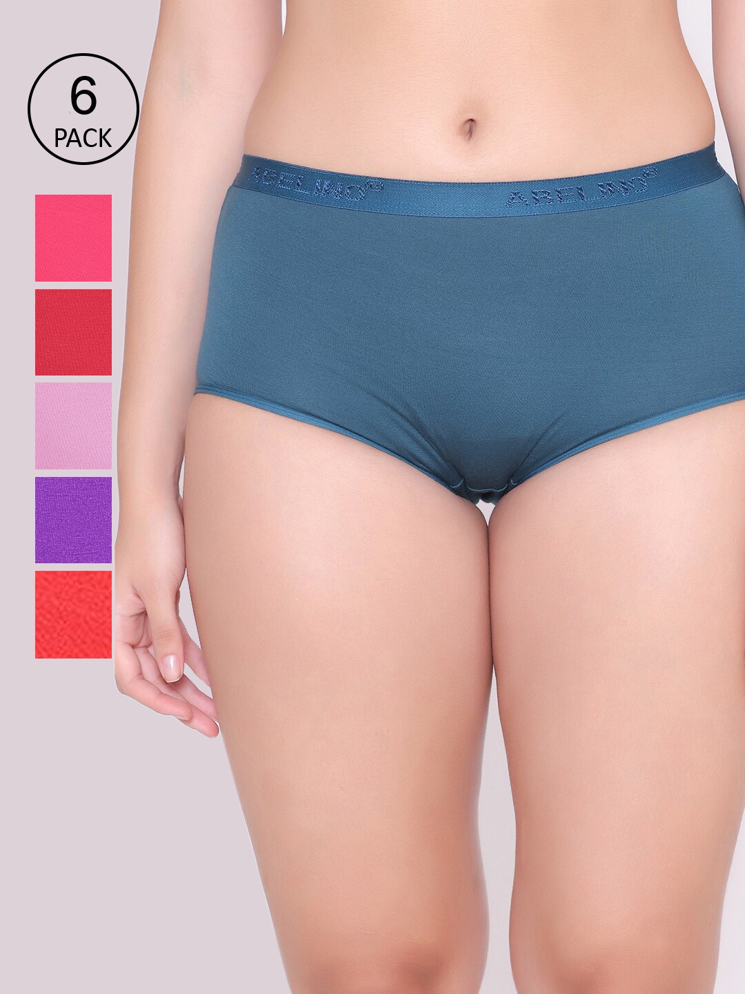 

ABELINO Women Pack Of 6 Assorted Pure Cotton Boyshorts Briefs
