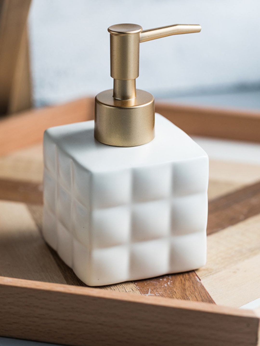 

Nestasia White Textured Dispenser Bottle