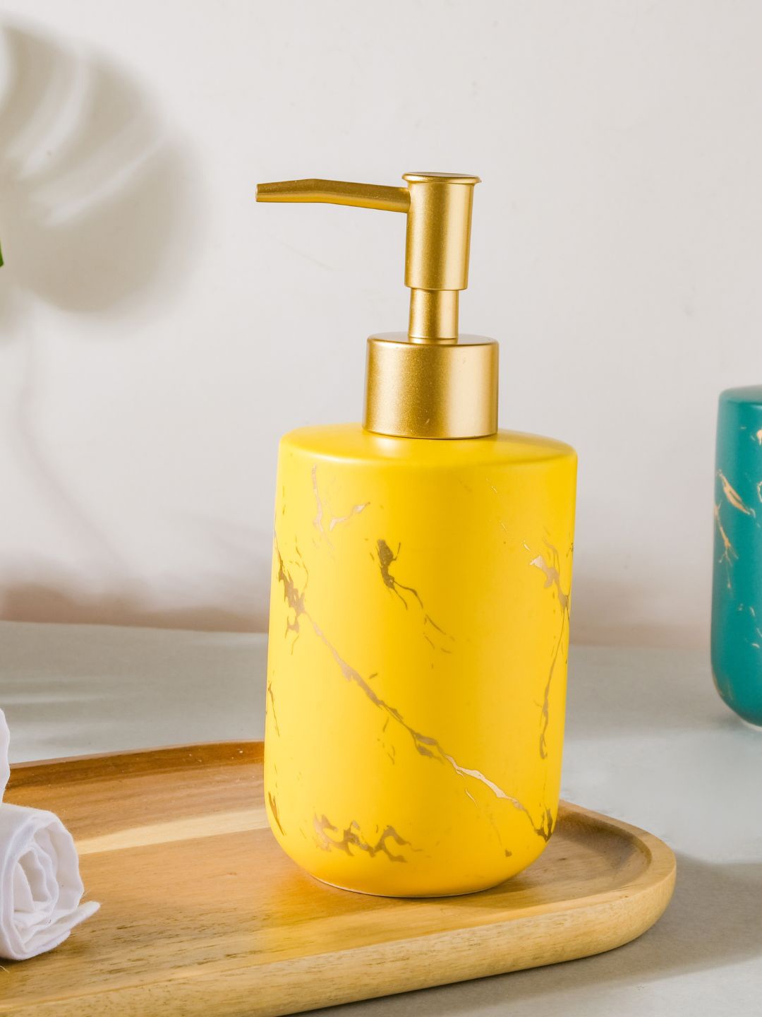 

Nestasia Yellow Printed Ceramic Pump Dispenser Bottle