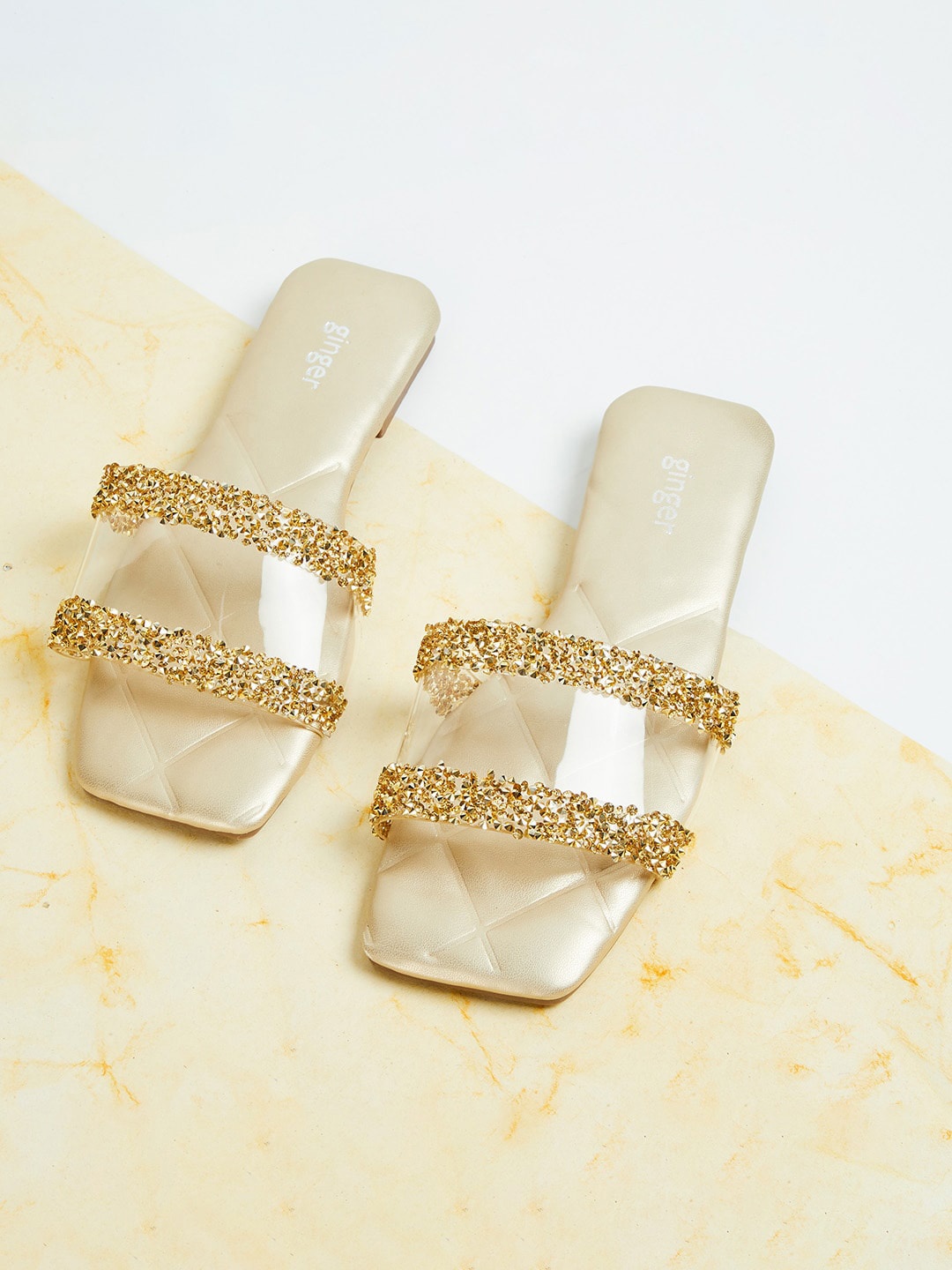 

Ginger by Lifestyle Women Gold-Toned Textured Flats