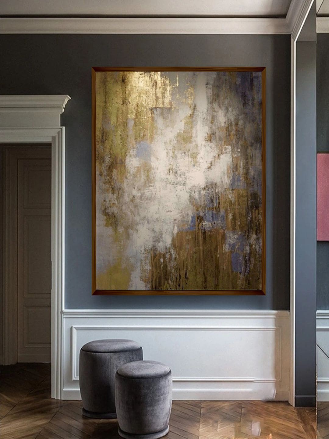 

The Art House Golden & Beige Abstract Painting Wall Art, Multi