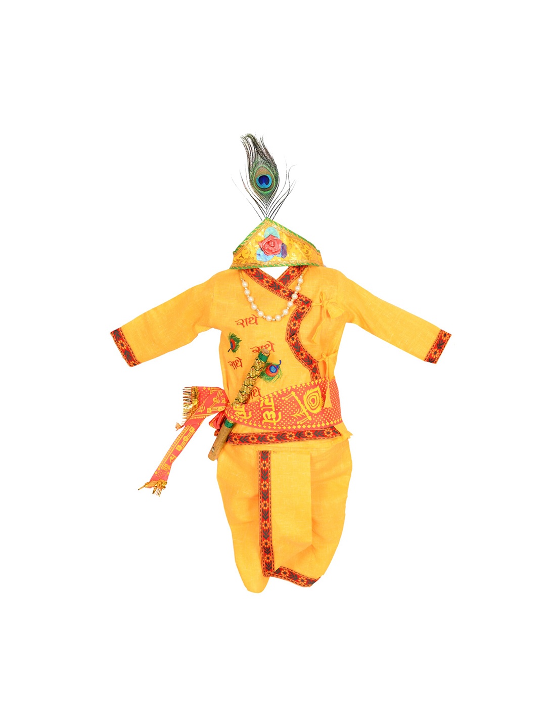 

ahhaaaa Boys Yellow Embroidered Kurta with Dhoti Pants