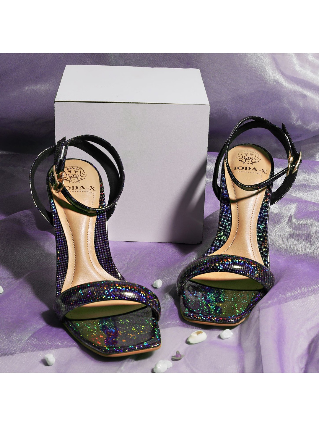 

MODA-X Black Block Sandals with Laser Cuts