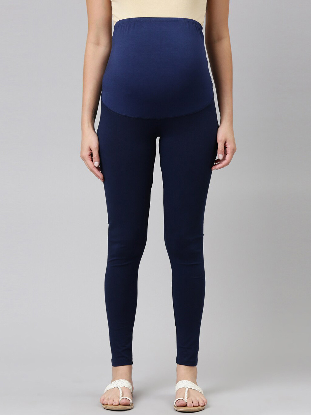 

Go Colors Women Navy Blue Solid Ankle Length Slim Fit Leggings