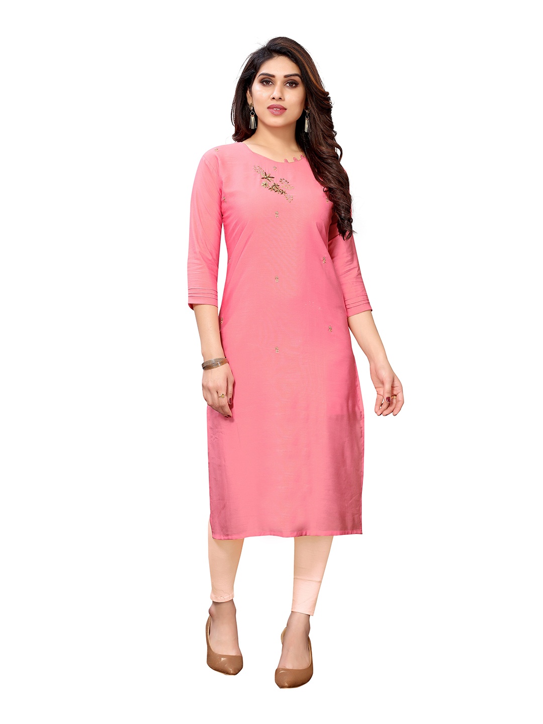 

Prettify Women Pink Embellished Embroidered Zardozi Kurta