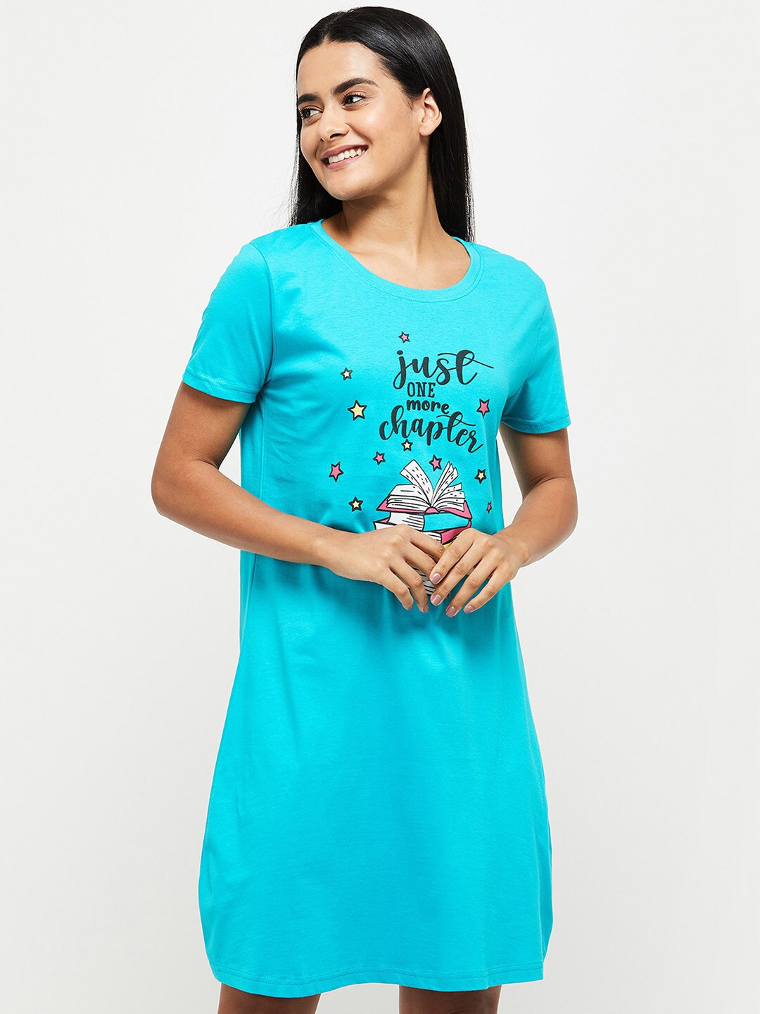 

max Women Blue Printed Nightdress
