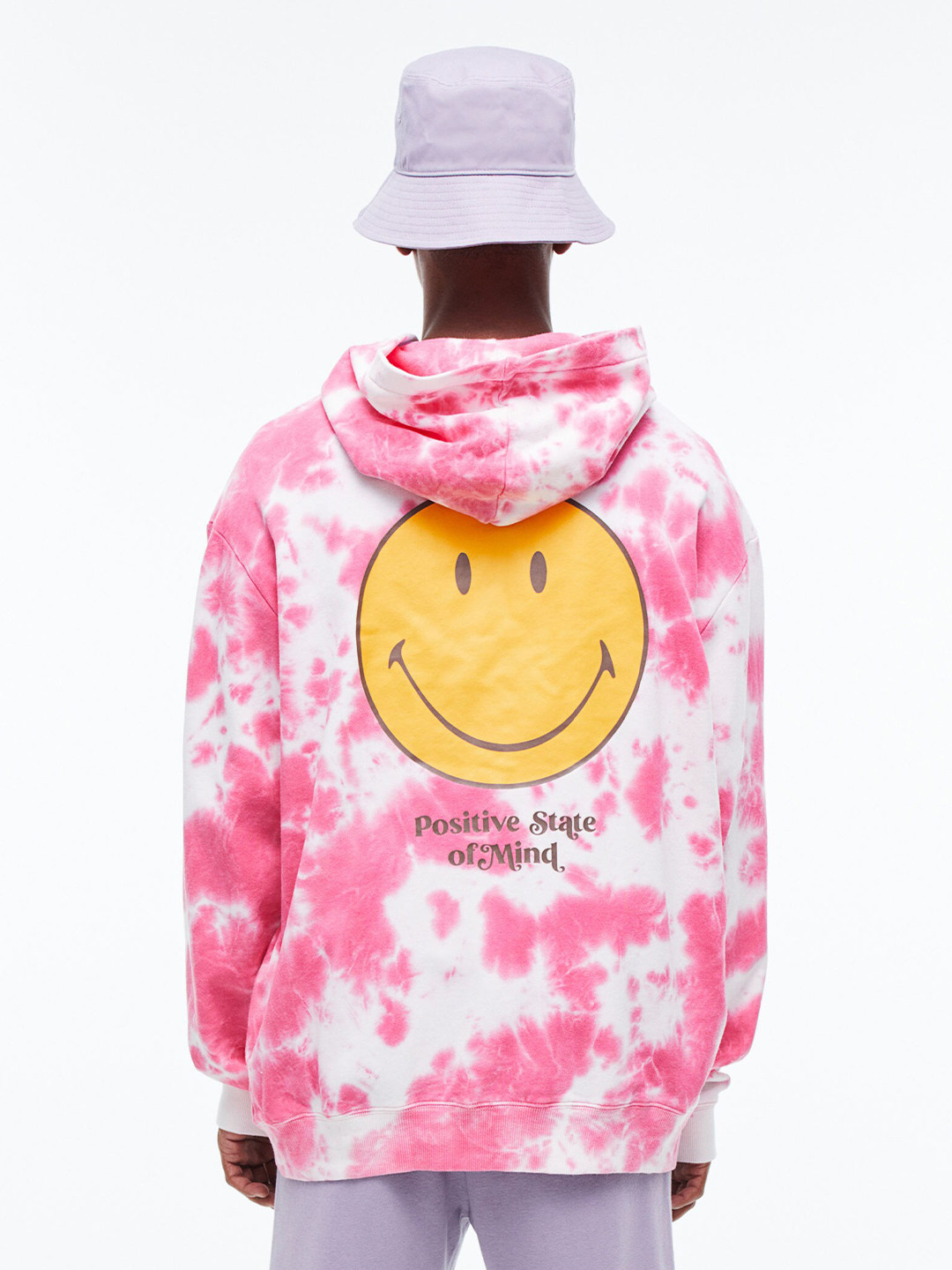 

H&M Men Pink & White Relaxed Fit Patterned Hoodie