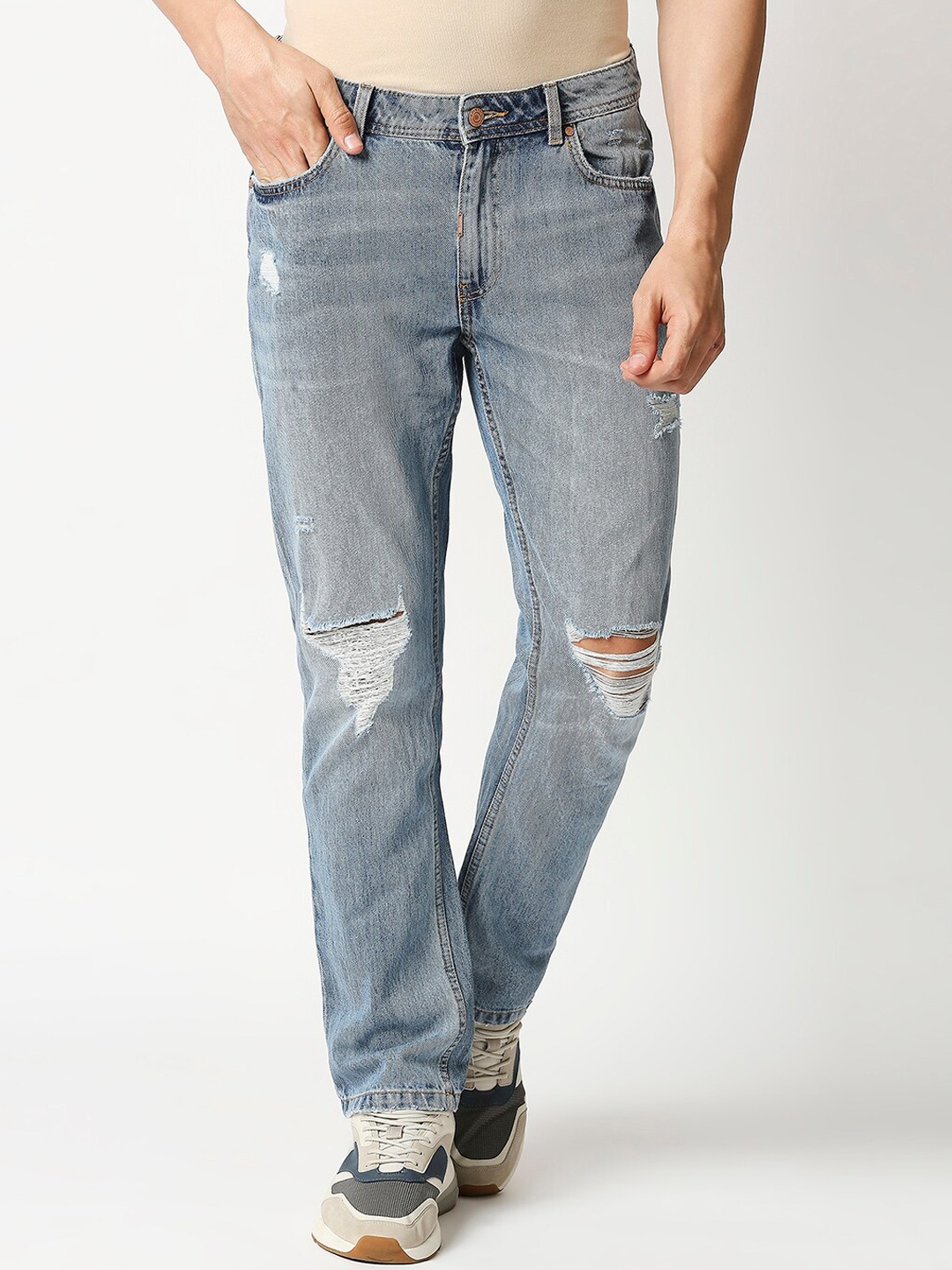 

LOVEGEN Men Blue Mildly Distressed Light Fade Jeans