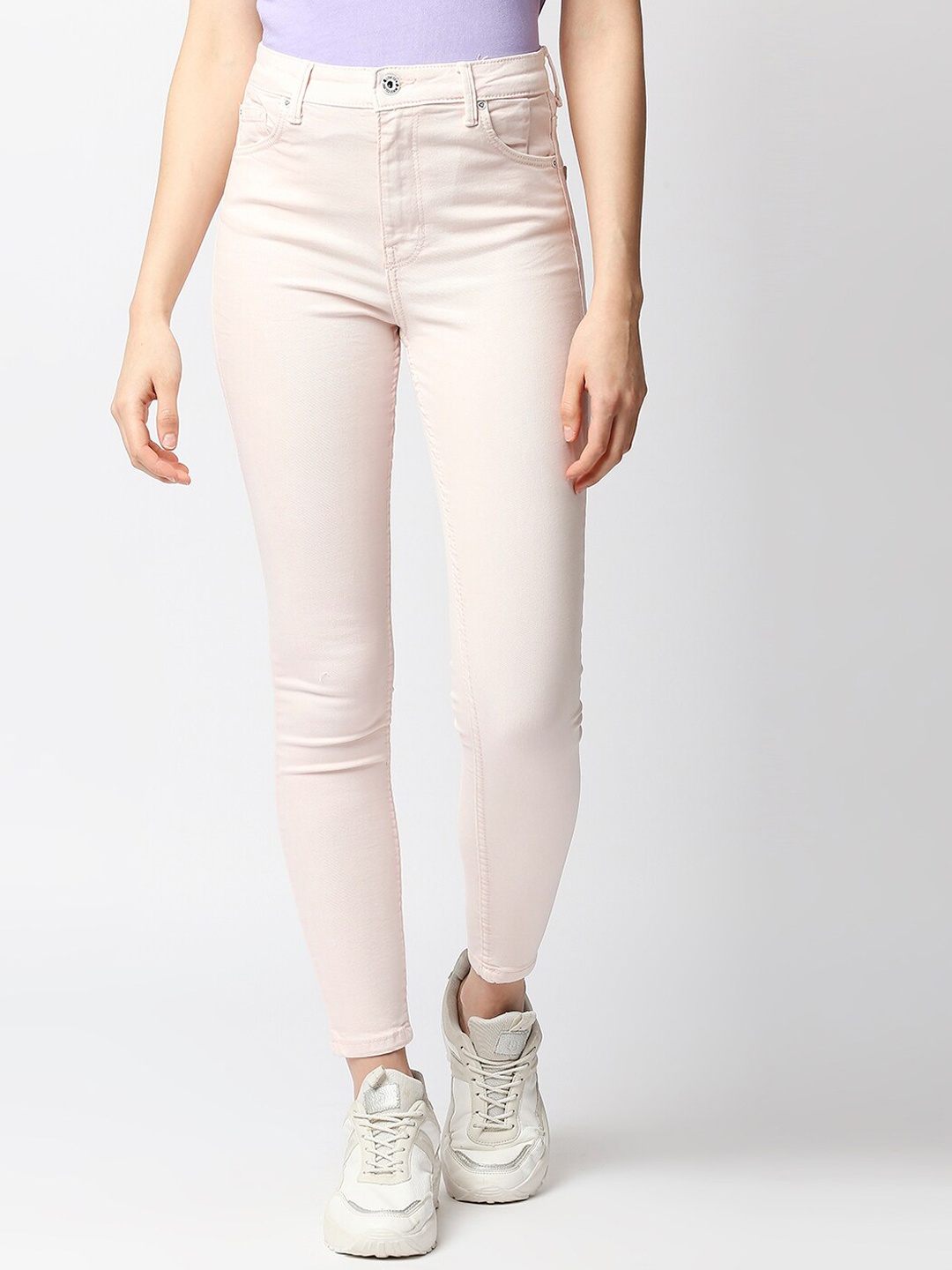 

LOVEGEN Women Peach-Coloured Skinny Fit High-Rise Stretchable Jeans