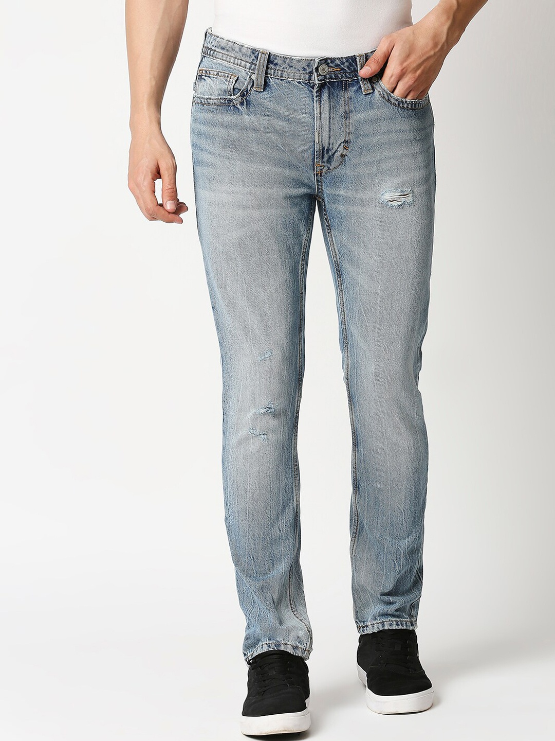 

LOVEGEN Men Blue Slim Fit Mildly Distressed Heavy Fade Jeans