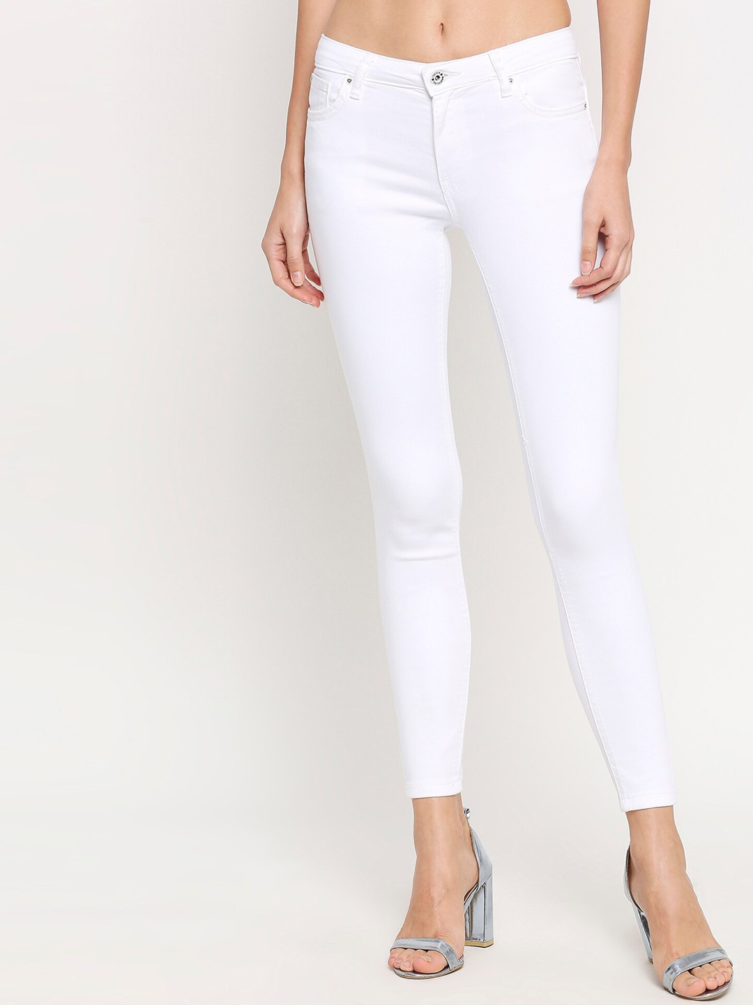 

LOVEGEN Women White Skinny Fit Mildly Distressed Stretchable Jeans