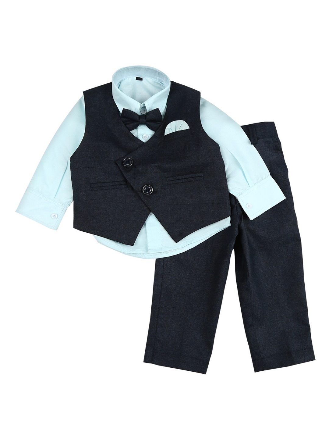 

V-Mart Boys Black & Blue Solid 3-Piece Party Suit