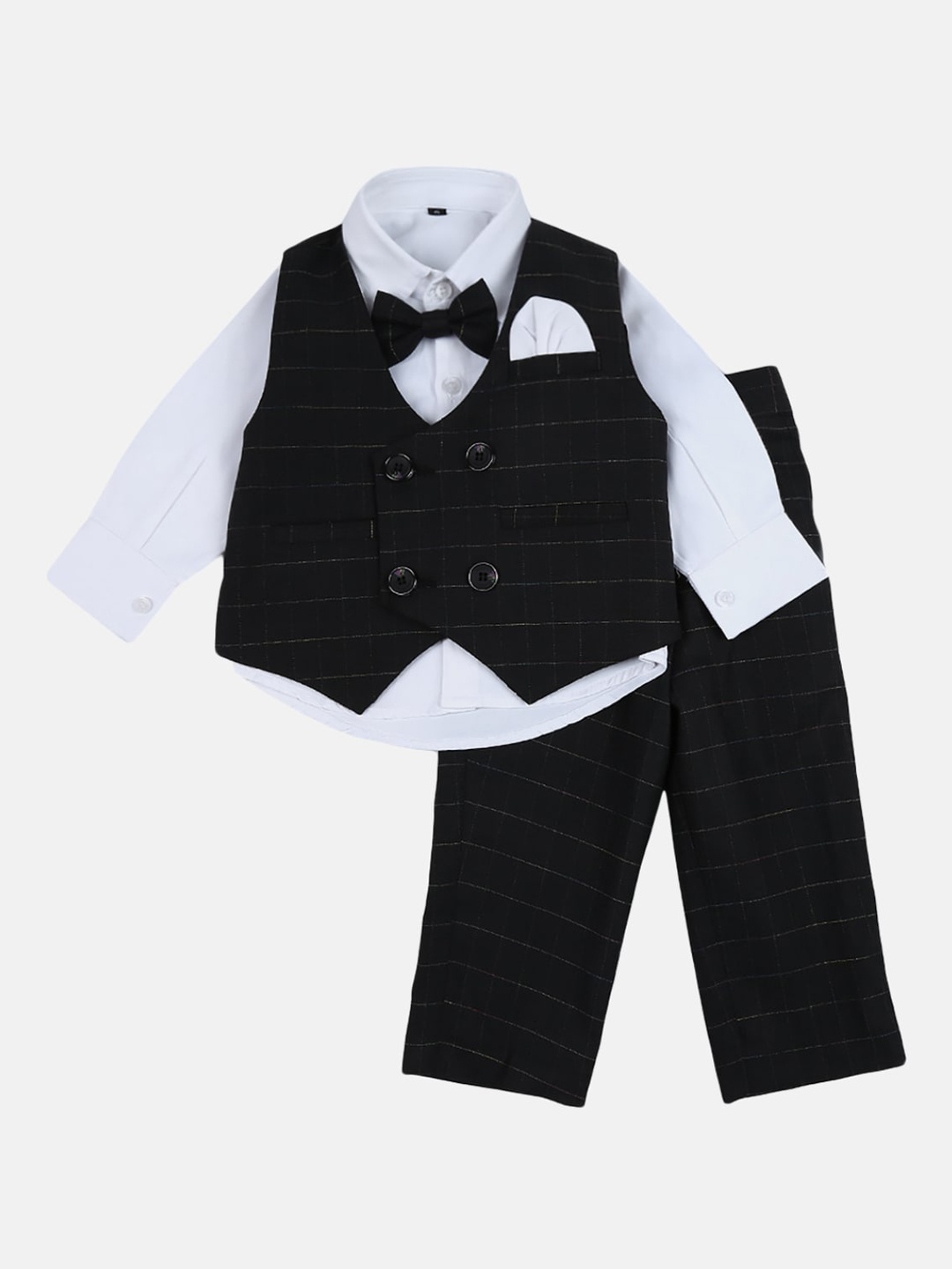 

V-Mart Boys Black Solid 3-Piece Single-Breasted Party Suit