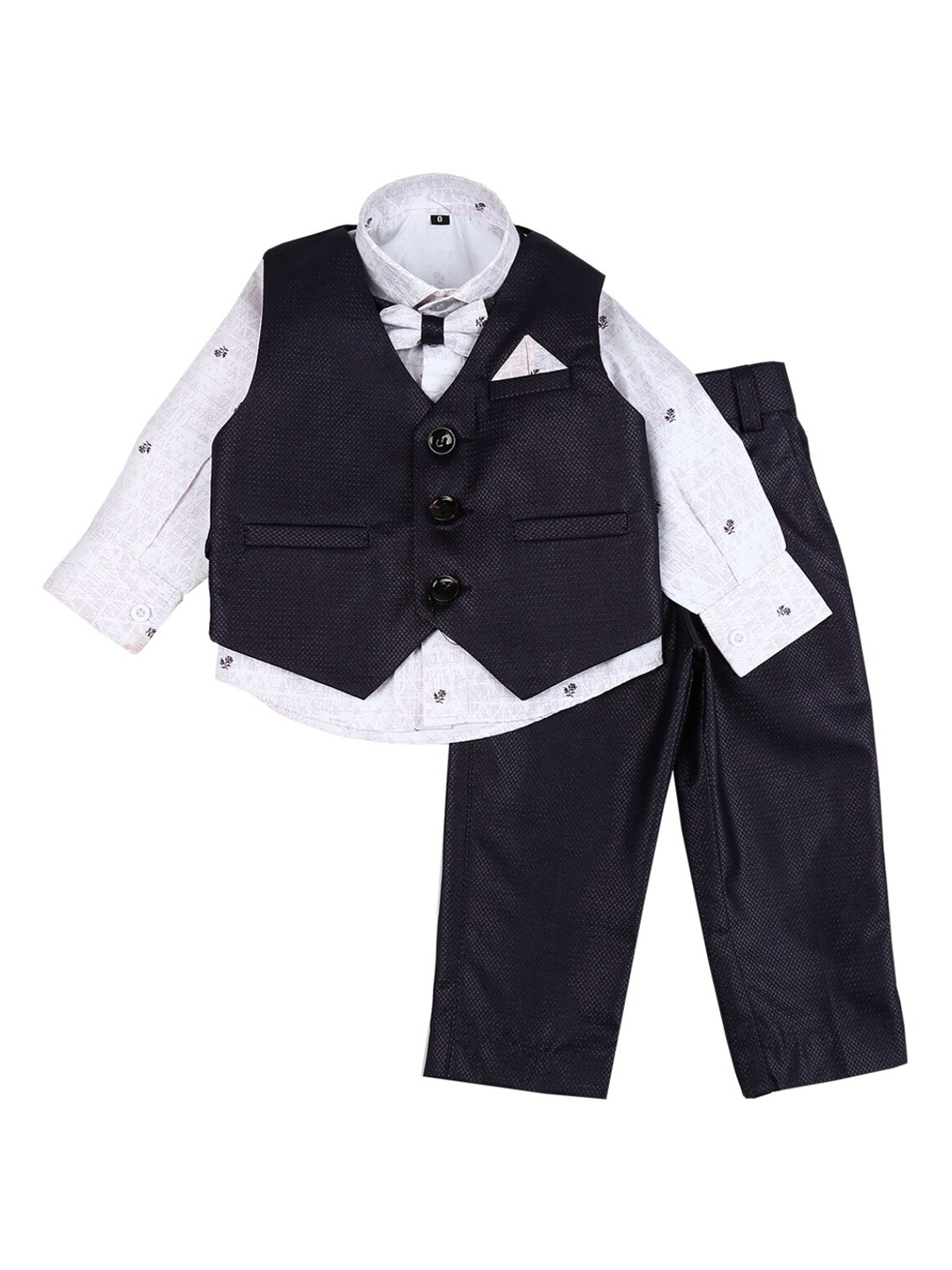 

V-Mart Boys Navy Blue Solid 3-Piece Single-Breasted Party Suit